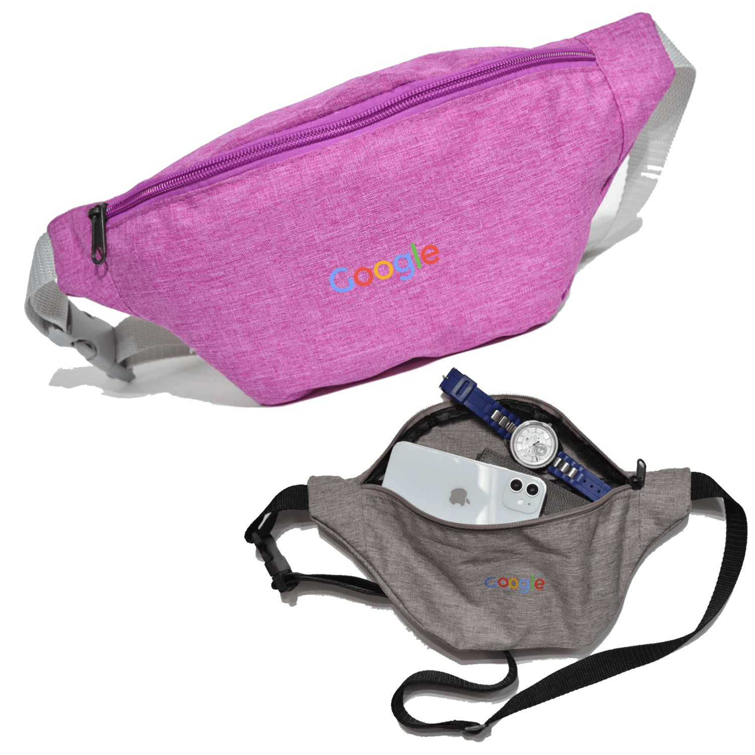 Waterproof 13"W x 6"H Heathered Fanny Packs w/ 1 Zipper & Custom Logo 1