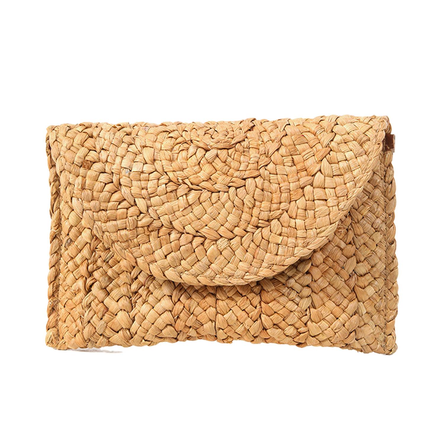 Magnetic Snap Straw Clutch Purse 7