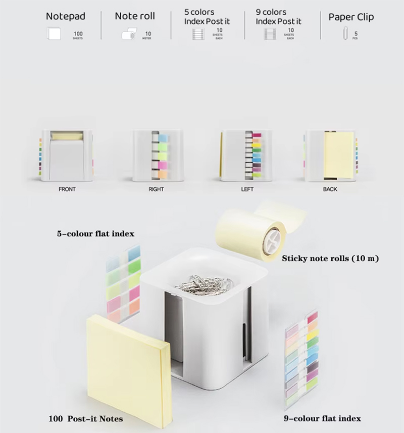 5-in-1 Desktop Cube Sticky Note Holder Set 1