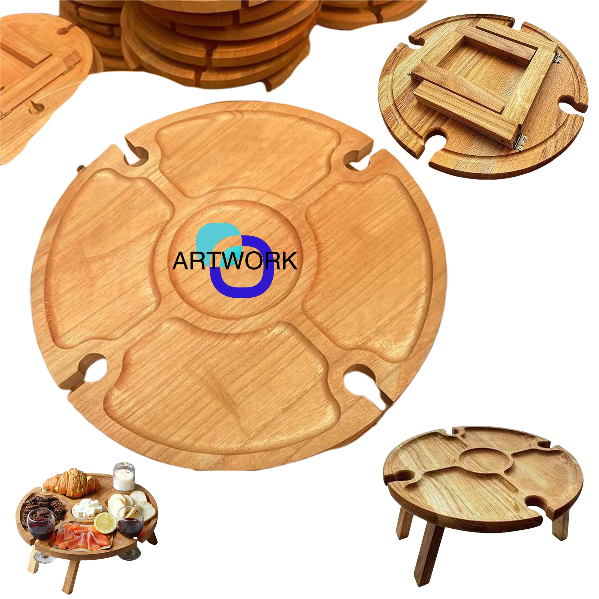 Camping Wood Wine Holder Table 2