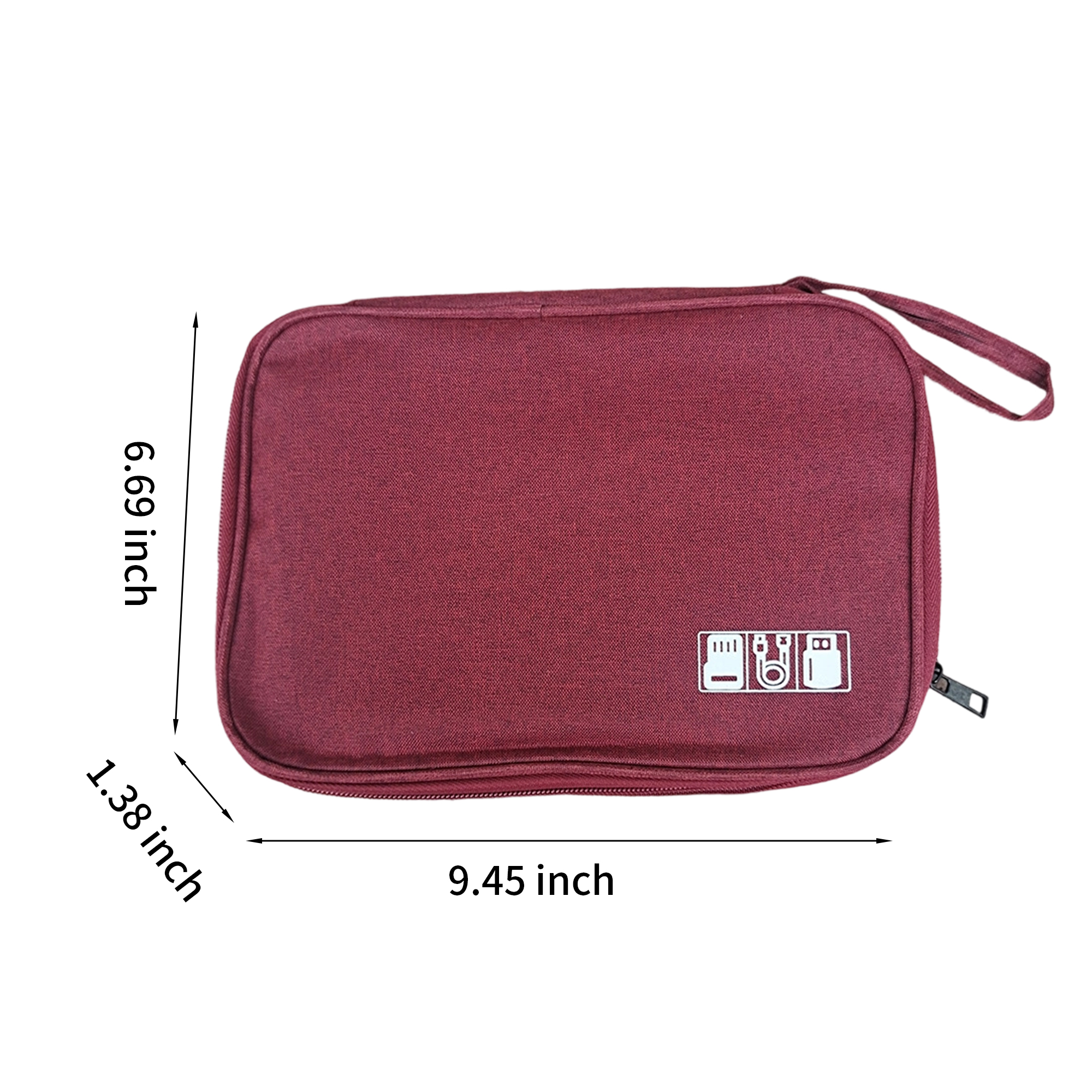 Nylon Travel Electronics Organizer Bag With Elastic Loops 9.45" 9