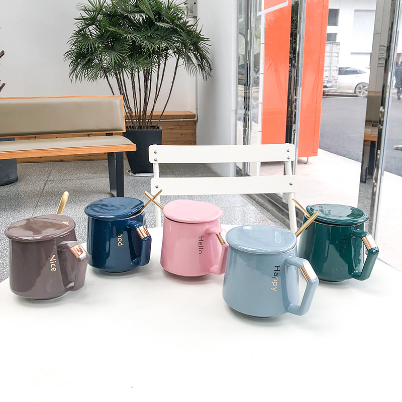 12 Oz. Ceramic Coffee Mugs w/Lid 5