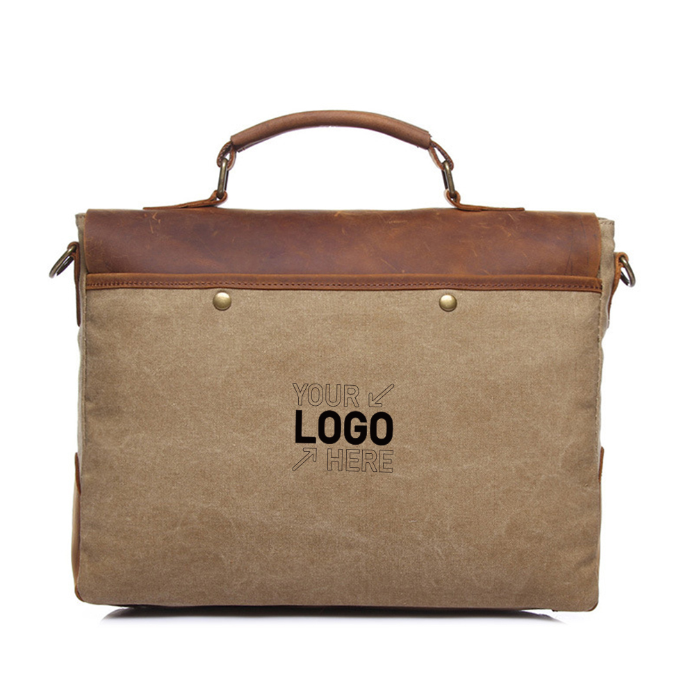 Genuine Leather Canvas Vintage Shoulder Bag 4