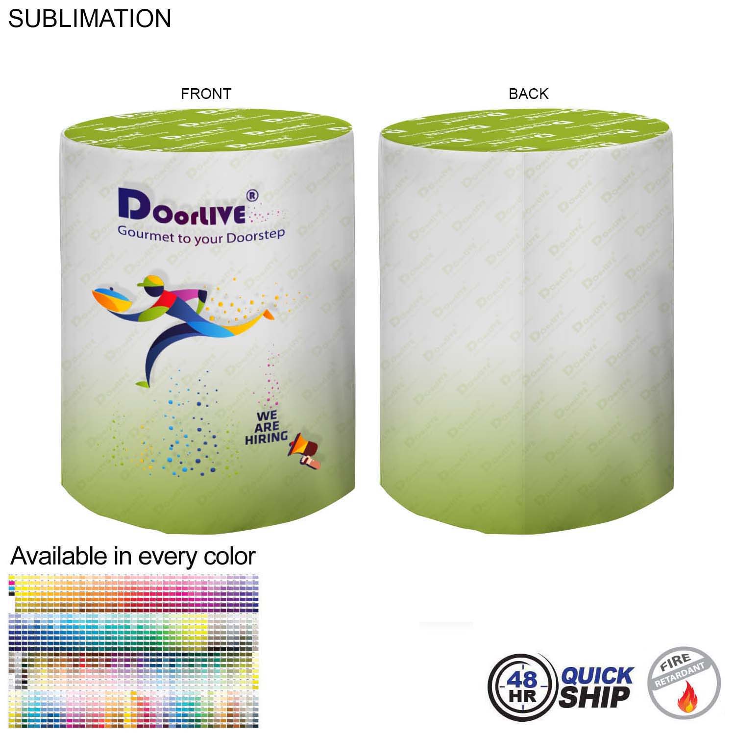 48Hr Quick Ship - Sublimated Round Fitted Cruiser Table Throw, Sublimated all over 4