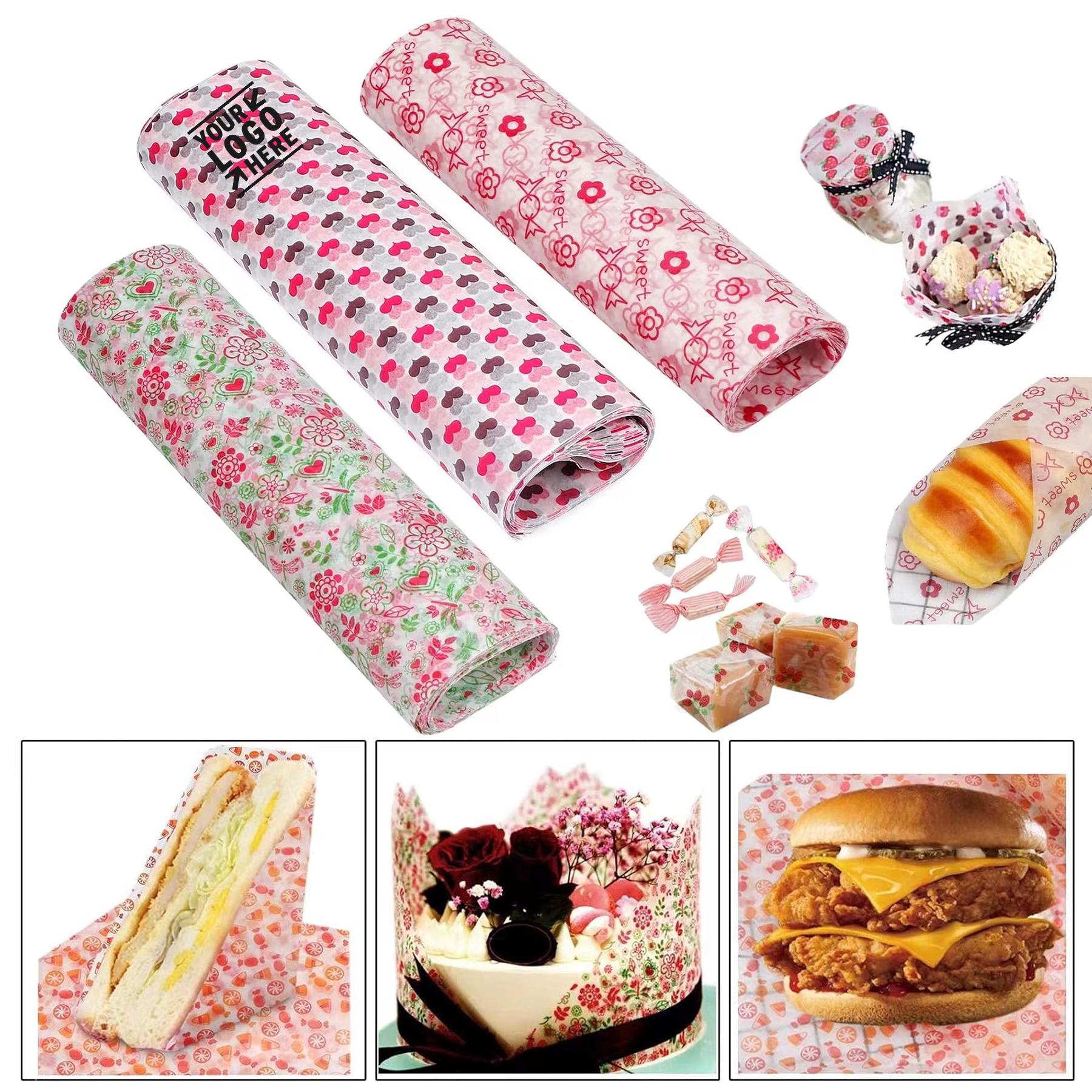 Patterned Wax Food Picnic Greaseproof Waterproof Dry Hamburger Paper