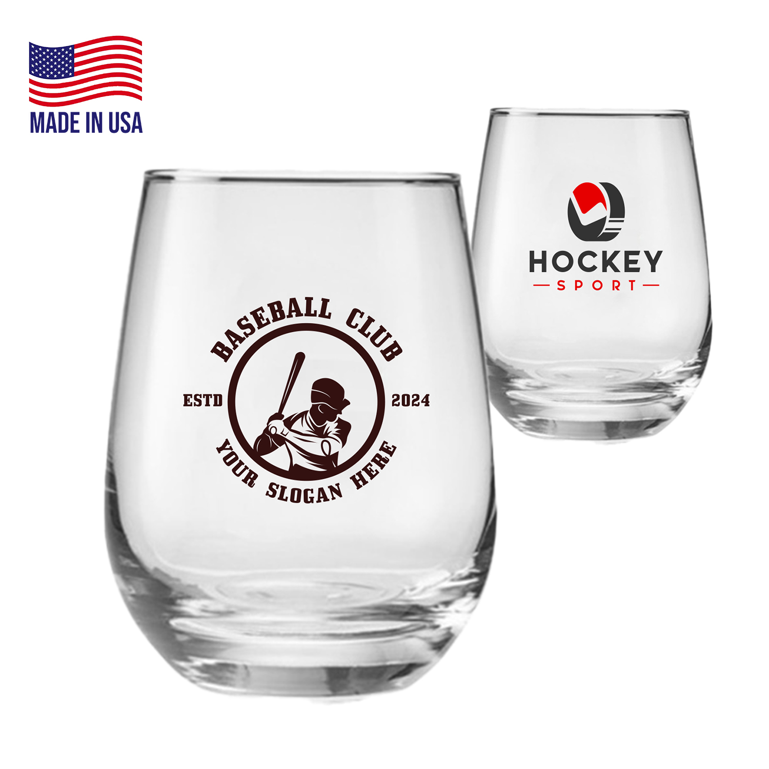 15.25 oz. USA Made Libbey Stemless Glasses W/ Custom Logo 2