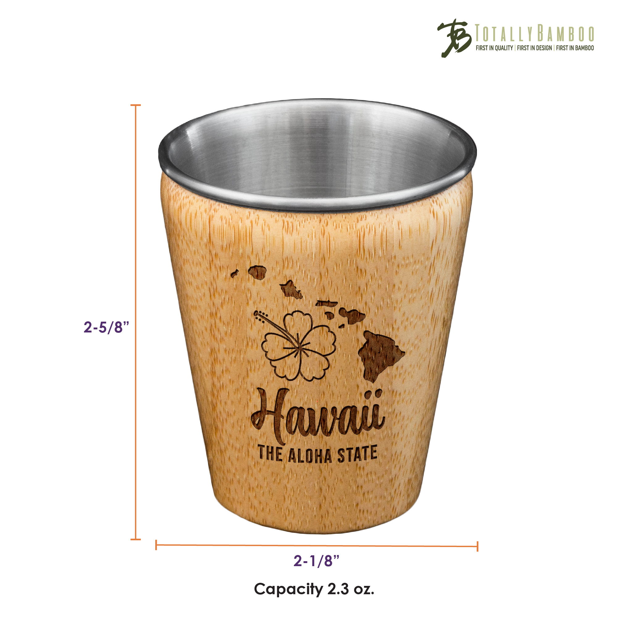 Hawaii State Bamboo and Stainless Steel Shot Glass 3