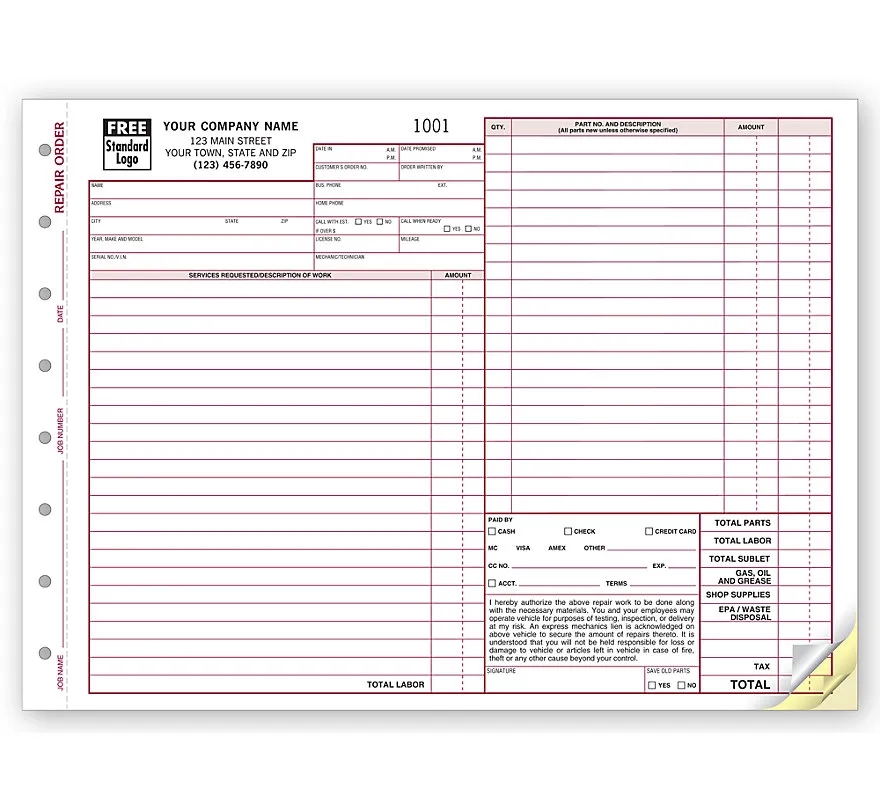 Repair Orders - Expanded, Carbonless 2