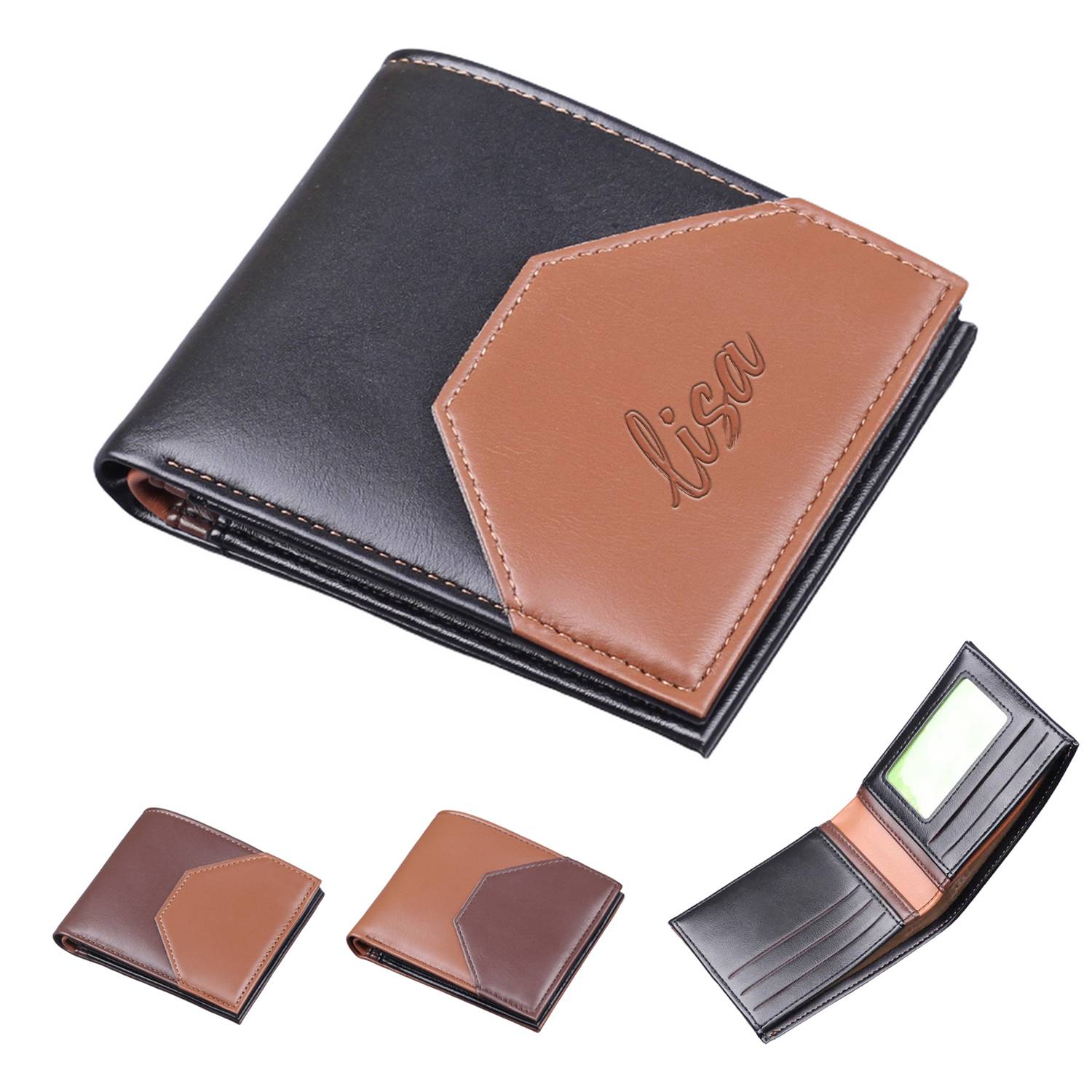 Men PU Leather Bifold Wallet Card Holder 2