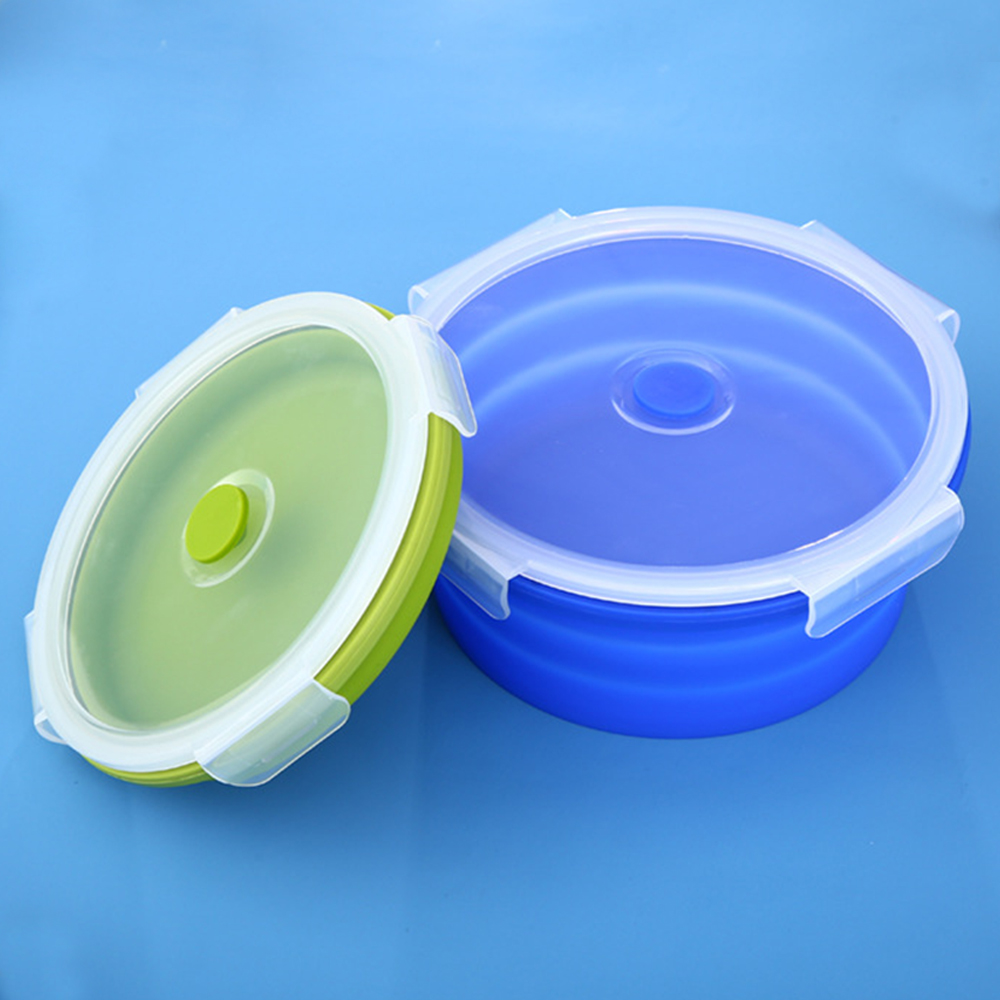 350ml Round silicone folding bowl lunch box travel picnic box 5