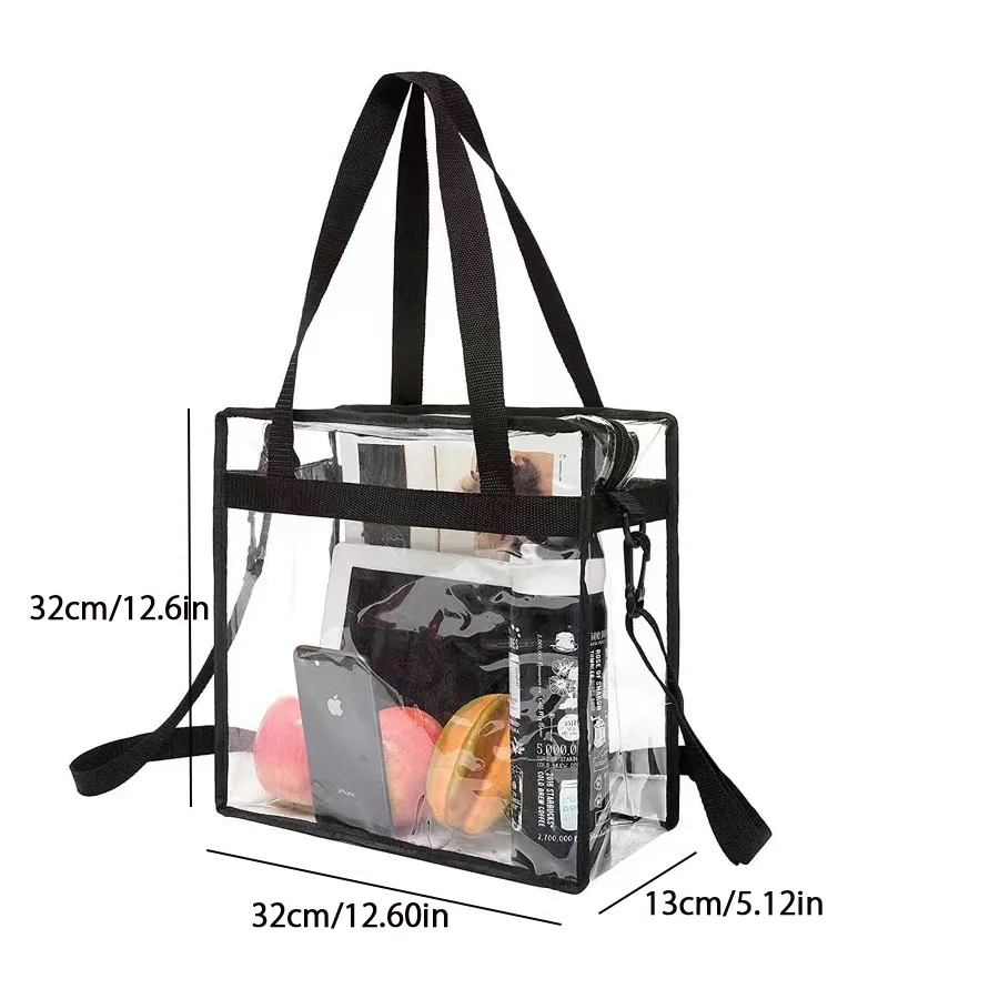 Clear Tote Bag with Zipper Closure and Adjustable Strap 3