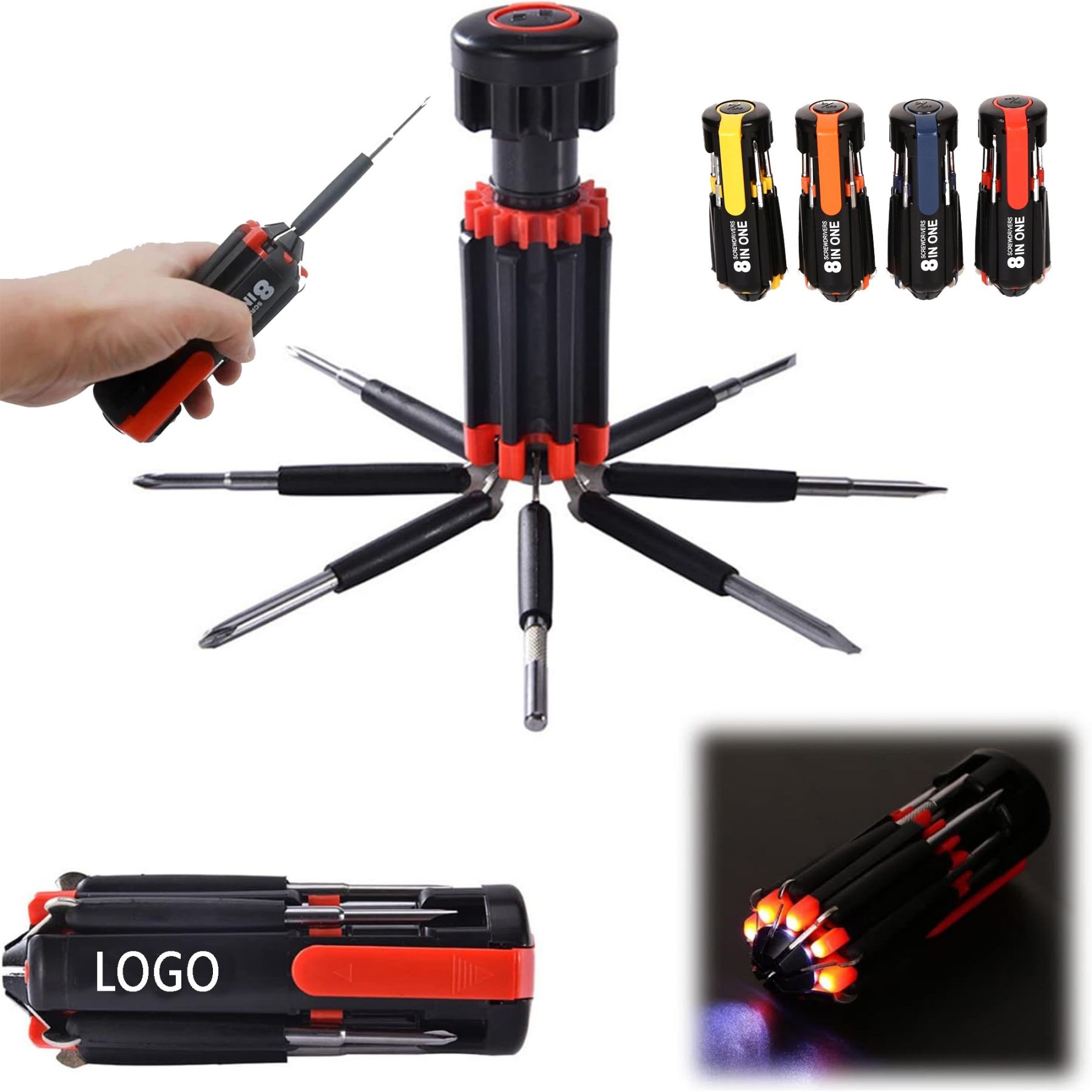 8 in 1 Screwdrivers with Flashlight