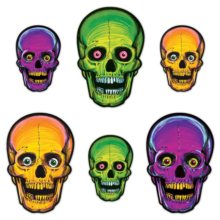 Glow-in-Dark Skulls - Assorted 6 Pack 2