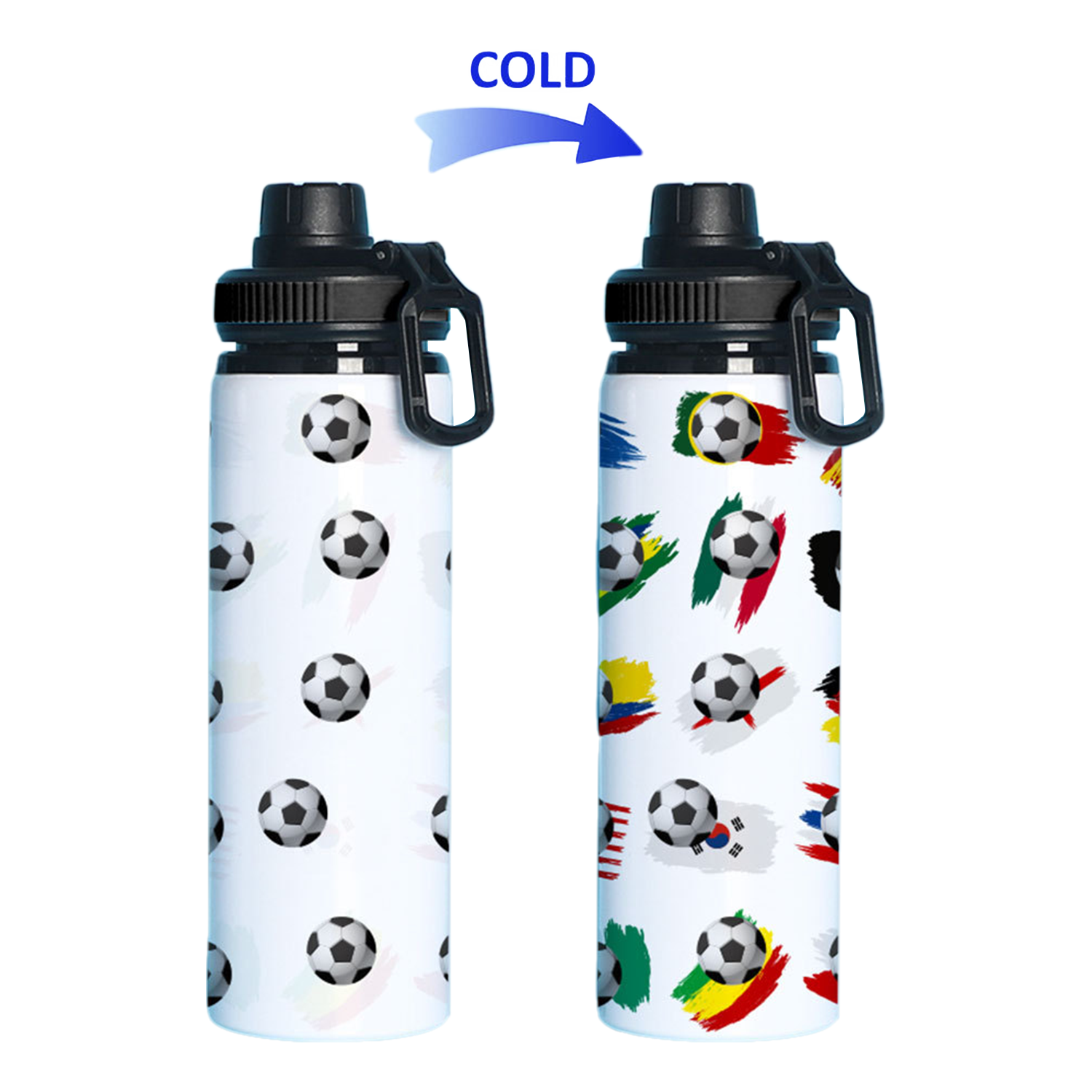 25oz Soccer Color Change Aluminum Water Bottle 3
