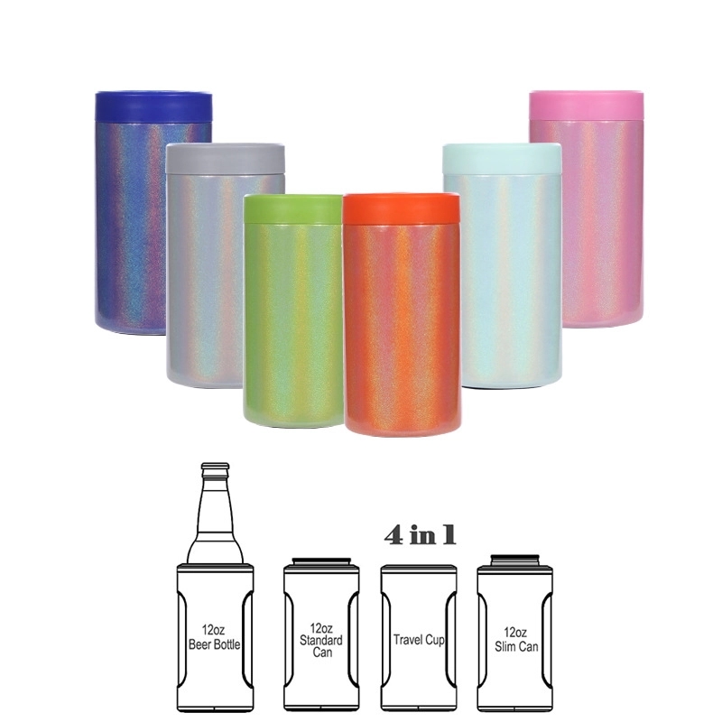 Custom 4-in-1 Stainless Steel Insulated Beer Can Holder, custom koozie with logo imprint 4