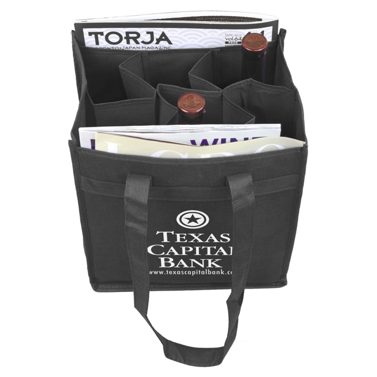 10"W x 11"H x 7"Gusset - "THE SONOMA" 6 Bottle Wine Tote Bag 11