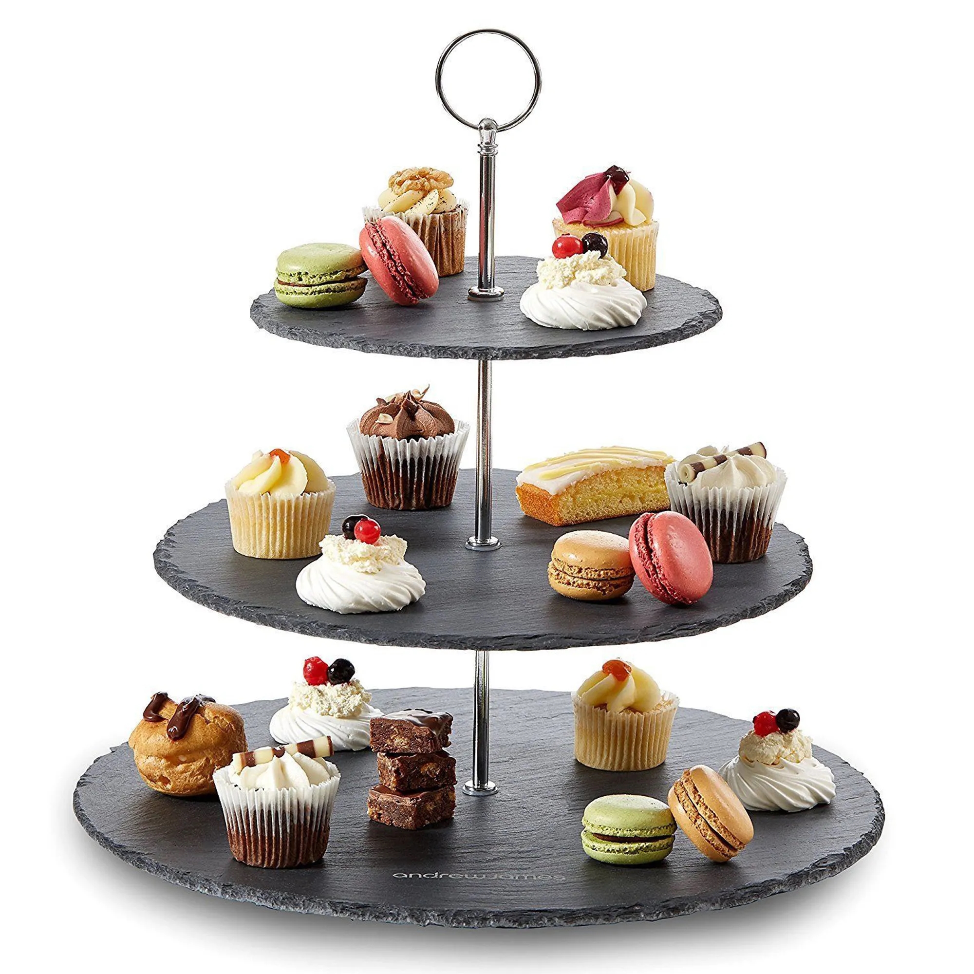 Natural Round Slate 3-Tier Cake Stand 2