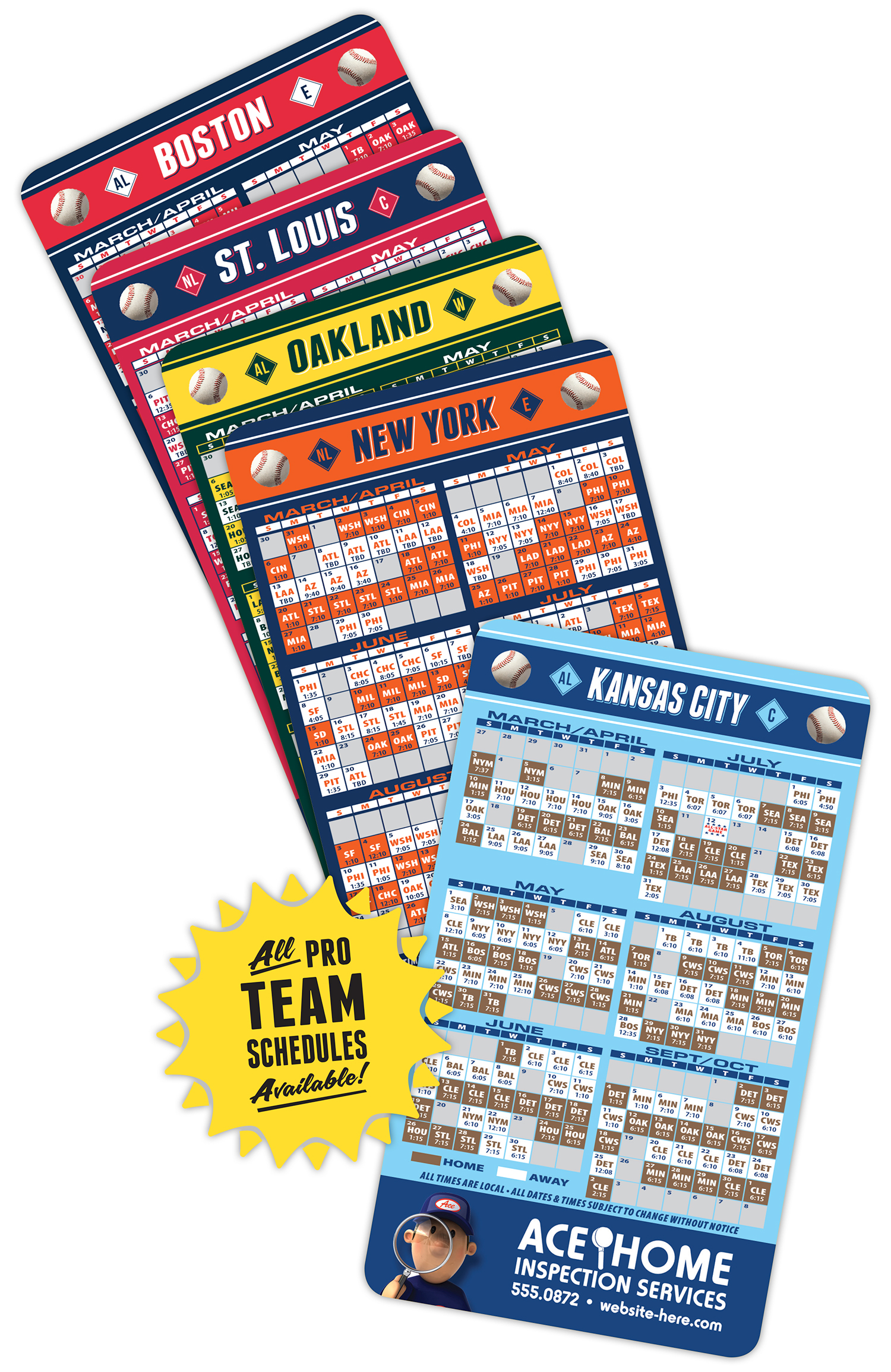 Magnet Sport Schedules - 3.5x6 Baseball Round Corners - 20 mil. 3