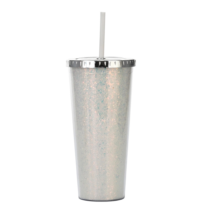 Custom Transparent  AS Plastic Sequin Straw Tumbler 2