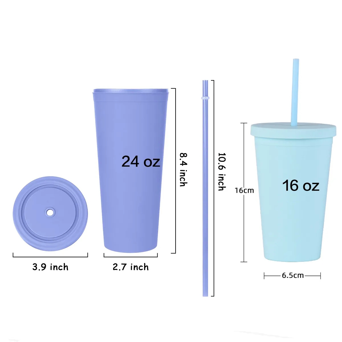 Double Wall Matte Colored Acrylic Cups with Lids and Straws 3
