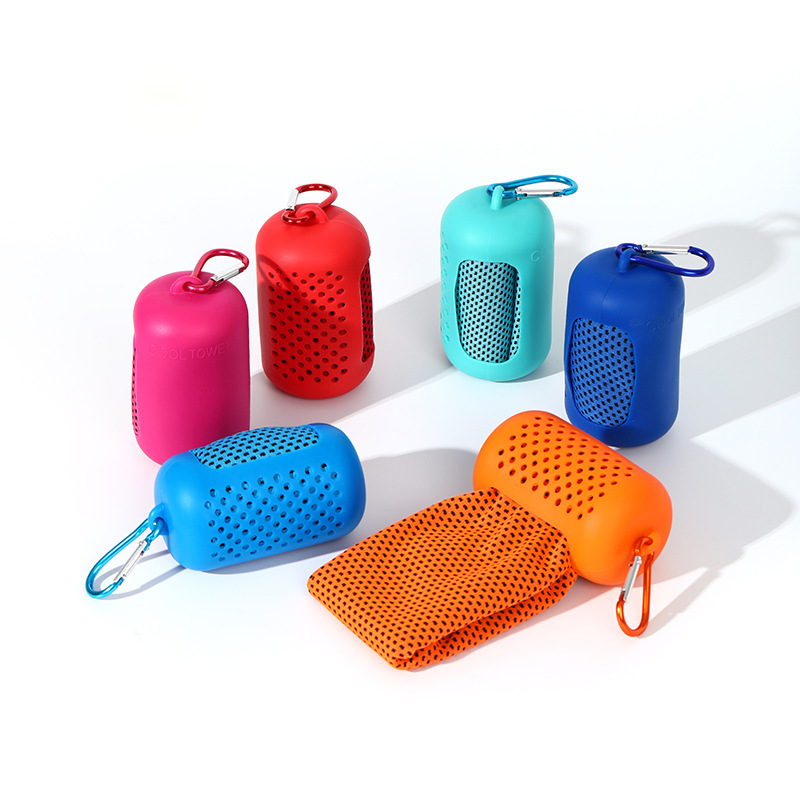 Travel Sports Workout Cooling Towel With Silicone Case 2