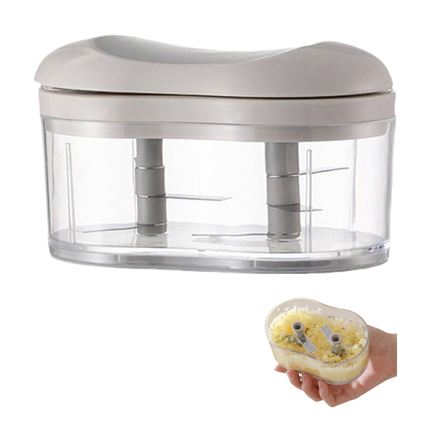 Kitchen Clear Hand Push Garlic Chopper 2