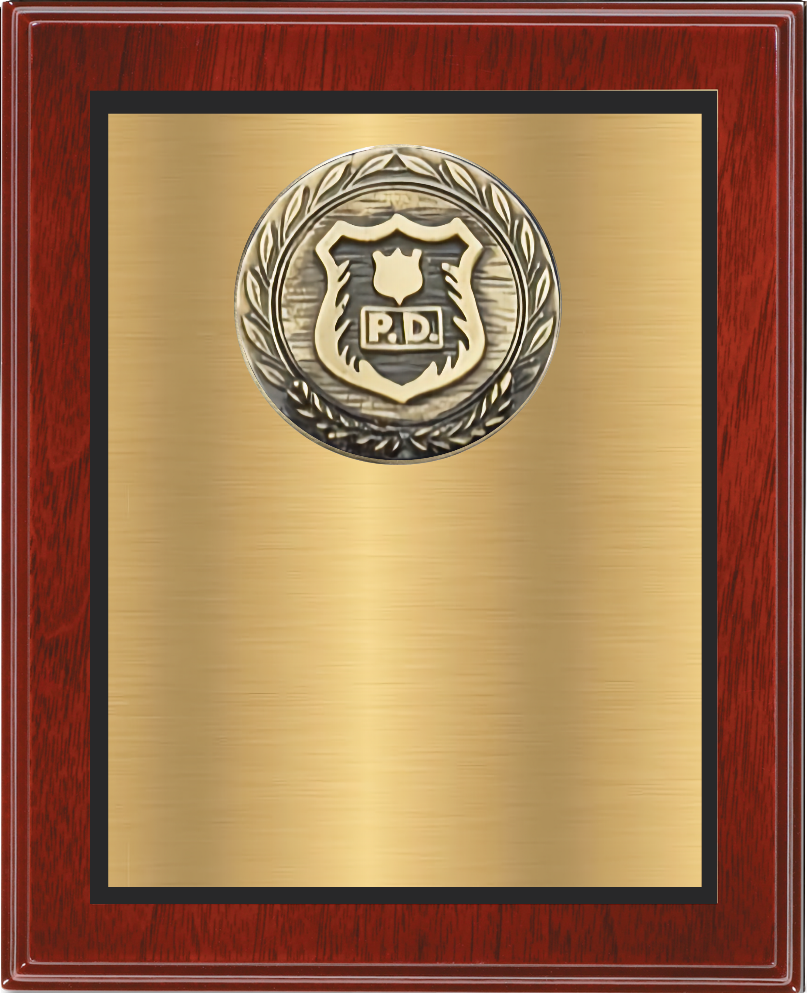 Mahogany Finish Plaque w/Medallion Over Double Plate 10