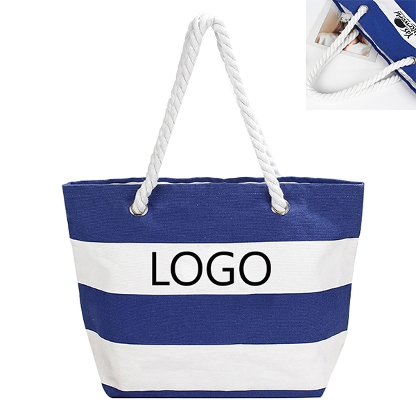 Canvas striped to bag With Rope Handle, custom tote bag with logo imprint 2