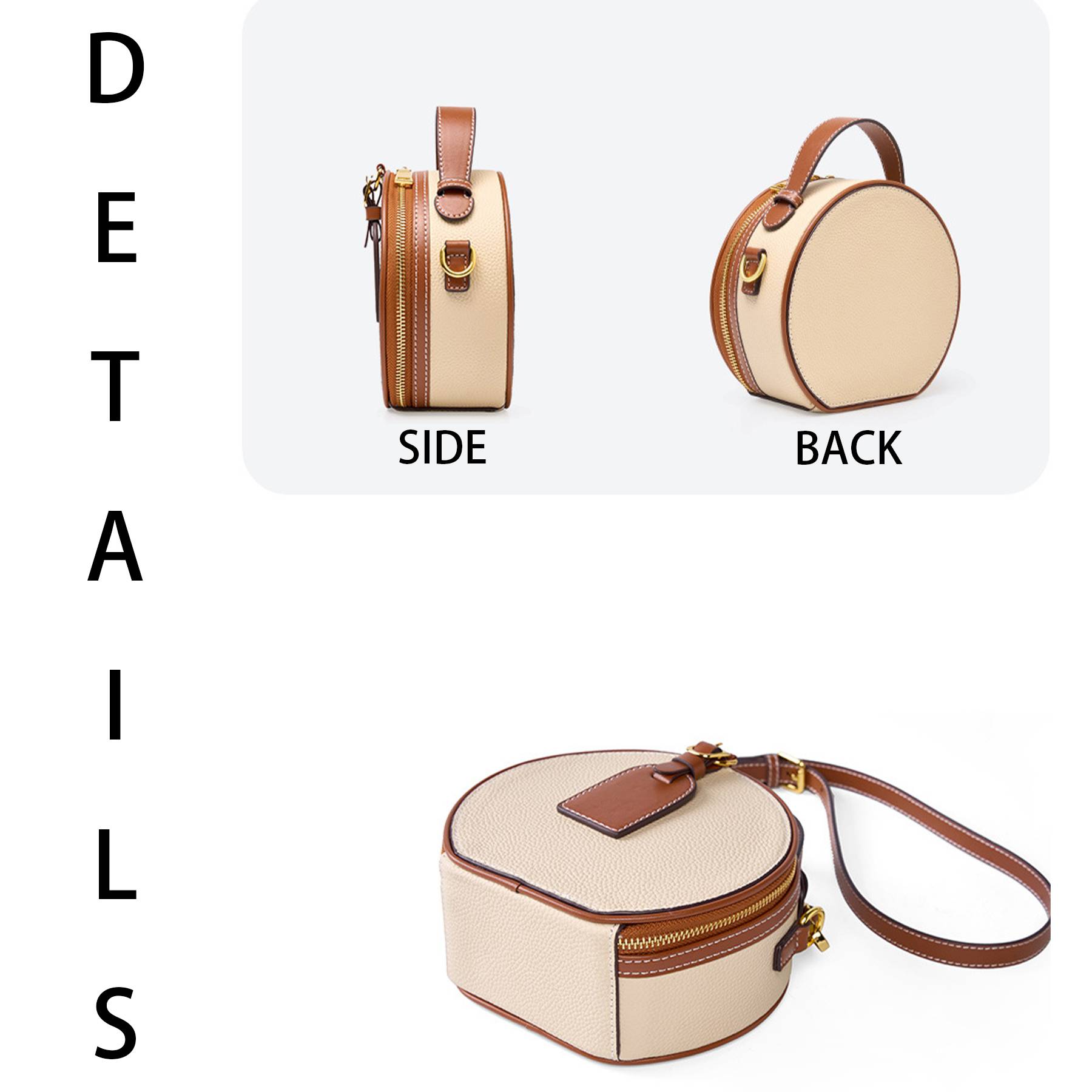 Genuine Leather Round hand-held women's Crossbody bag 7