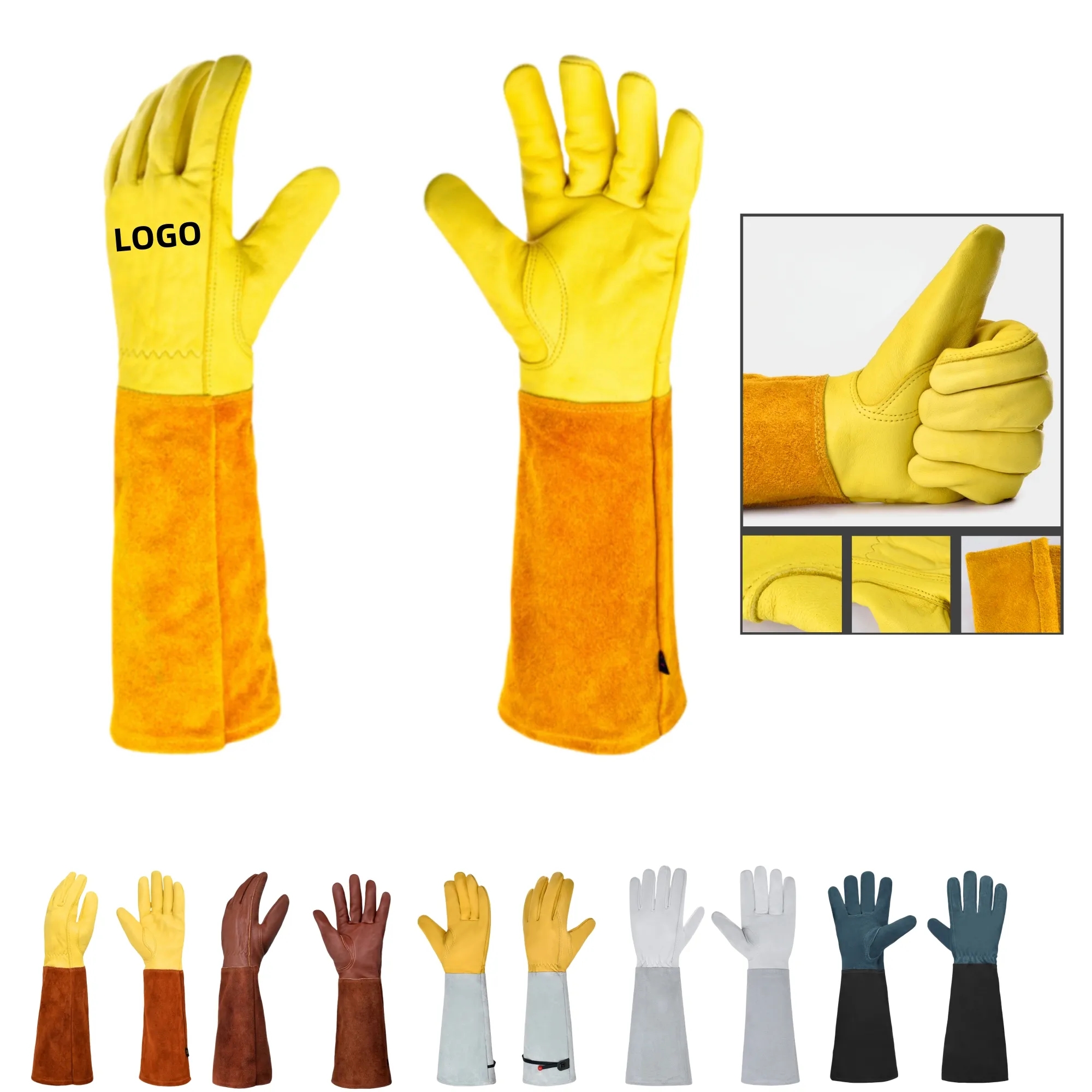 Long-Cuff Cowhide Protective Gloves 7