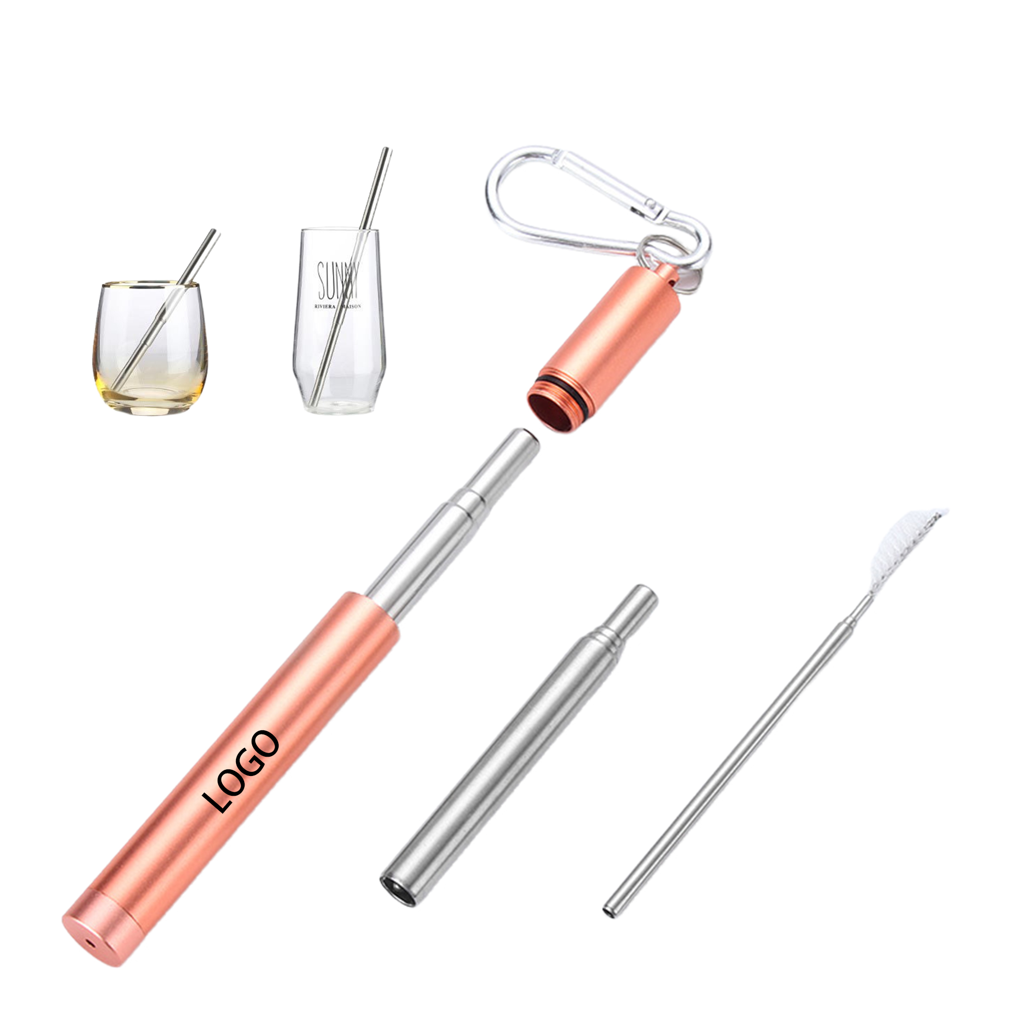 304 Stainless Steel Collapsible Straw with Case 2
