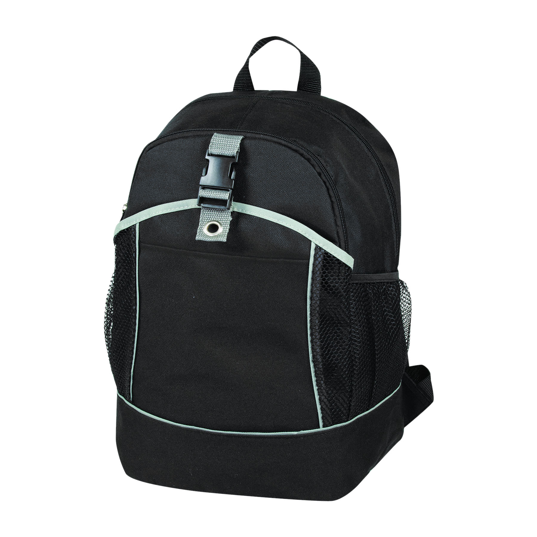 600D Polyester Ring Attachment Zippered Pocket Backpack 5