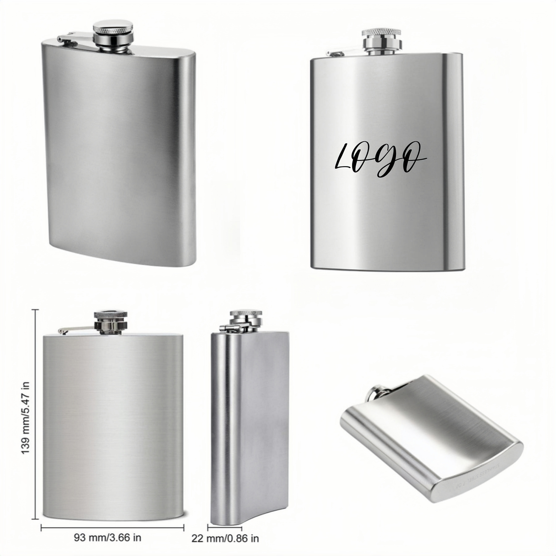 8oz Stainless Steel Flask, custom bottle opener with logo imprint 2