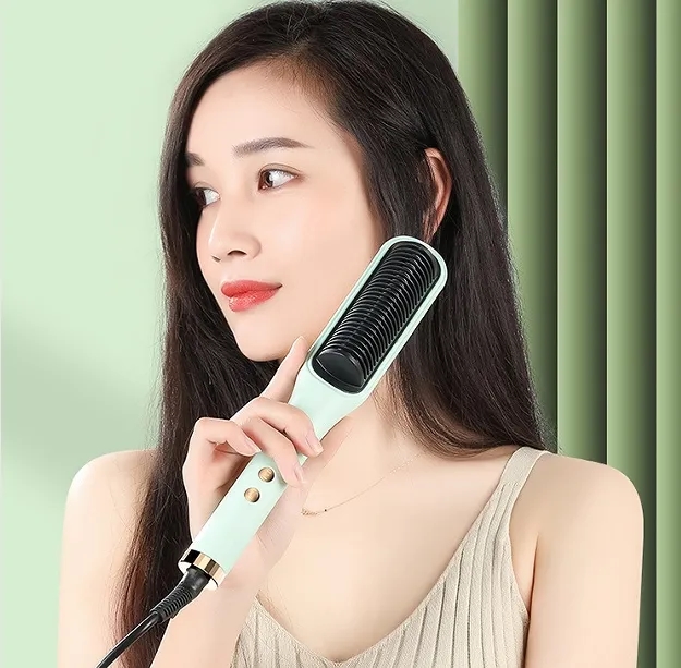 Ionic Hair Straightener Brush Adjustable Heat for Frizz Free Smooth Shiny Hair 4