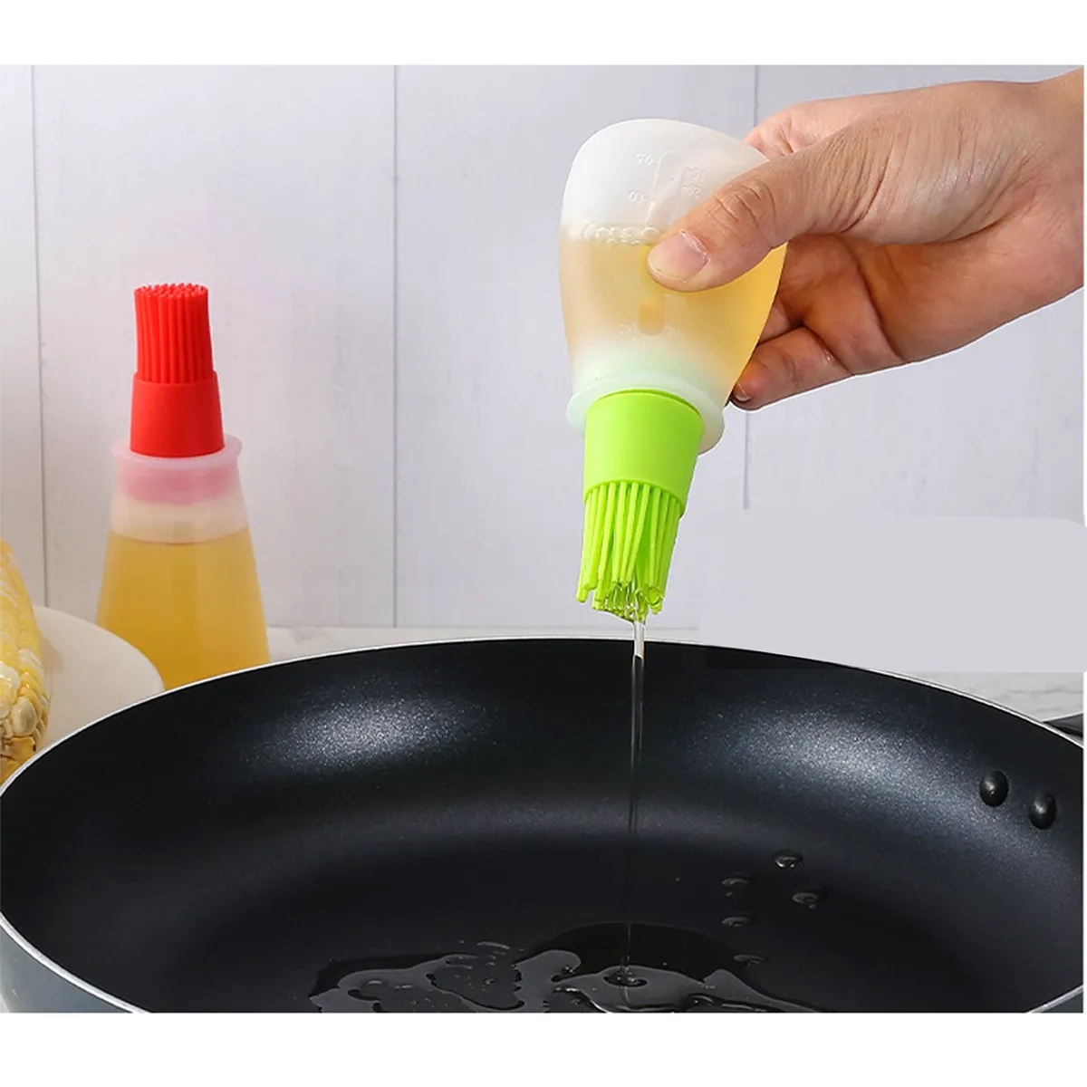 Portable Cooking BBQ Silicone Oil Bottle With Brush 6