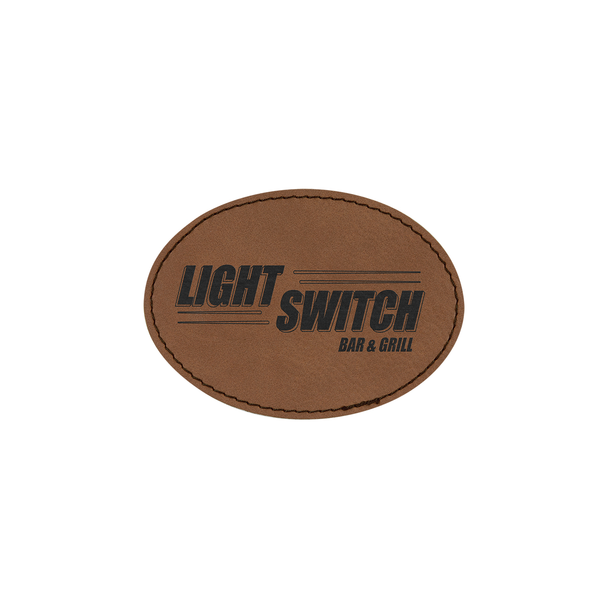 3" x 2" Dark Brown Leatherette Oval Patch with Adhesive