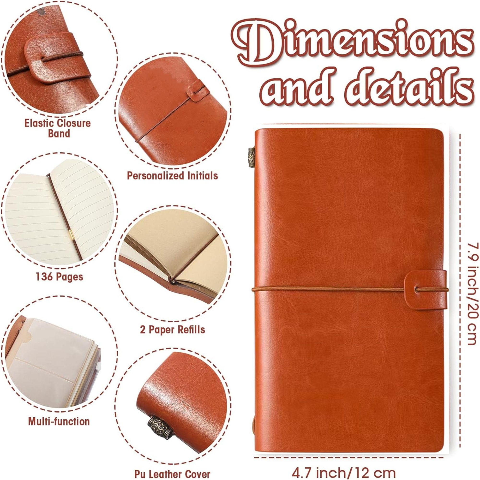 Vintage PU Leather Lined Journals A6 4