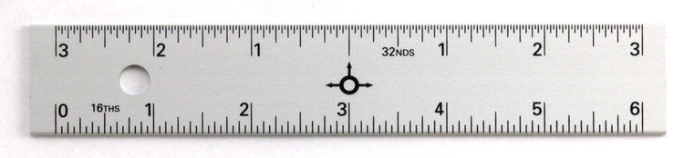 6" Straight Edge Aluminum Ruler with Center-Finding Back 8