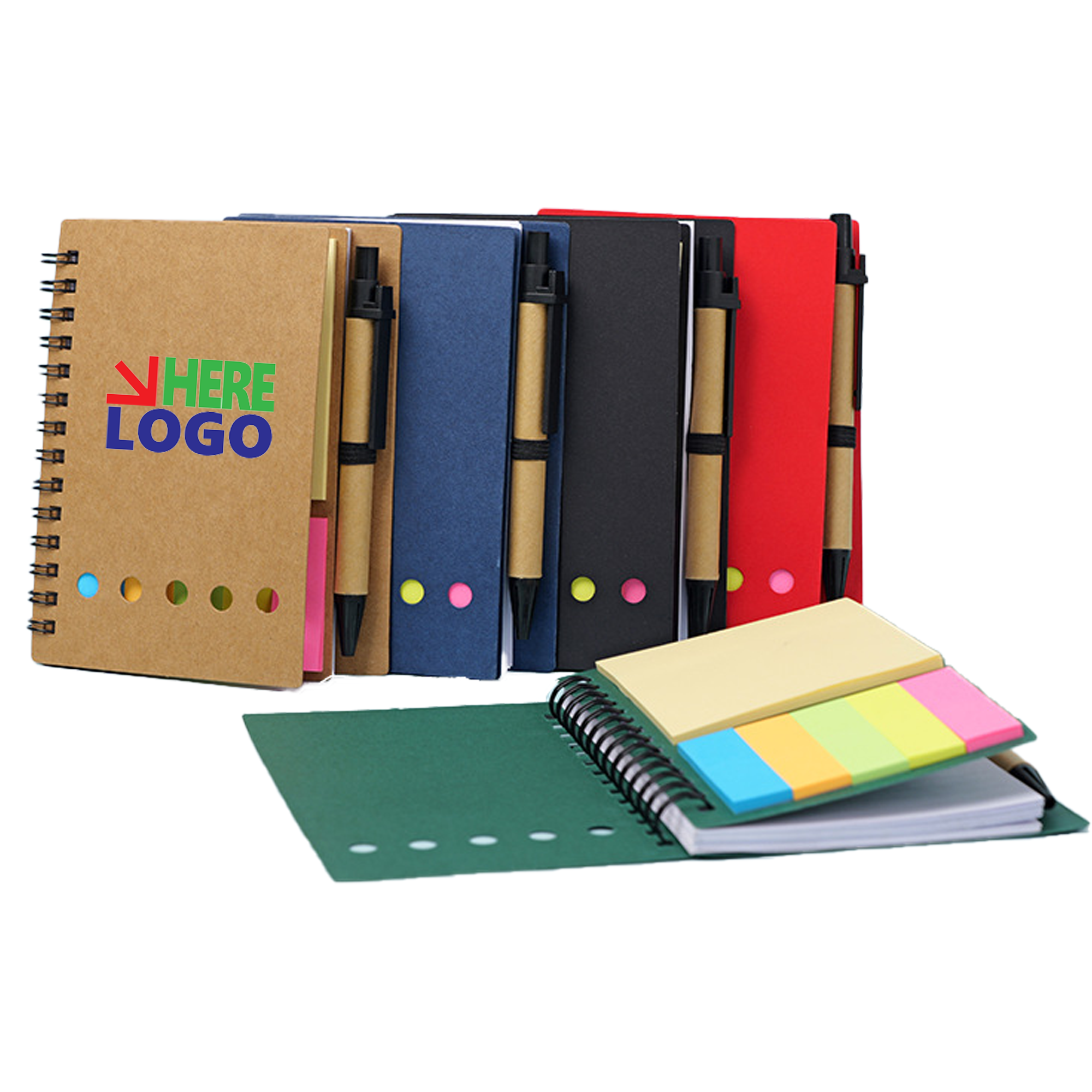 MOQ50 Spiral Notebook With Sticky Notes And Pen 8