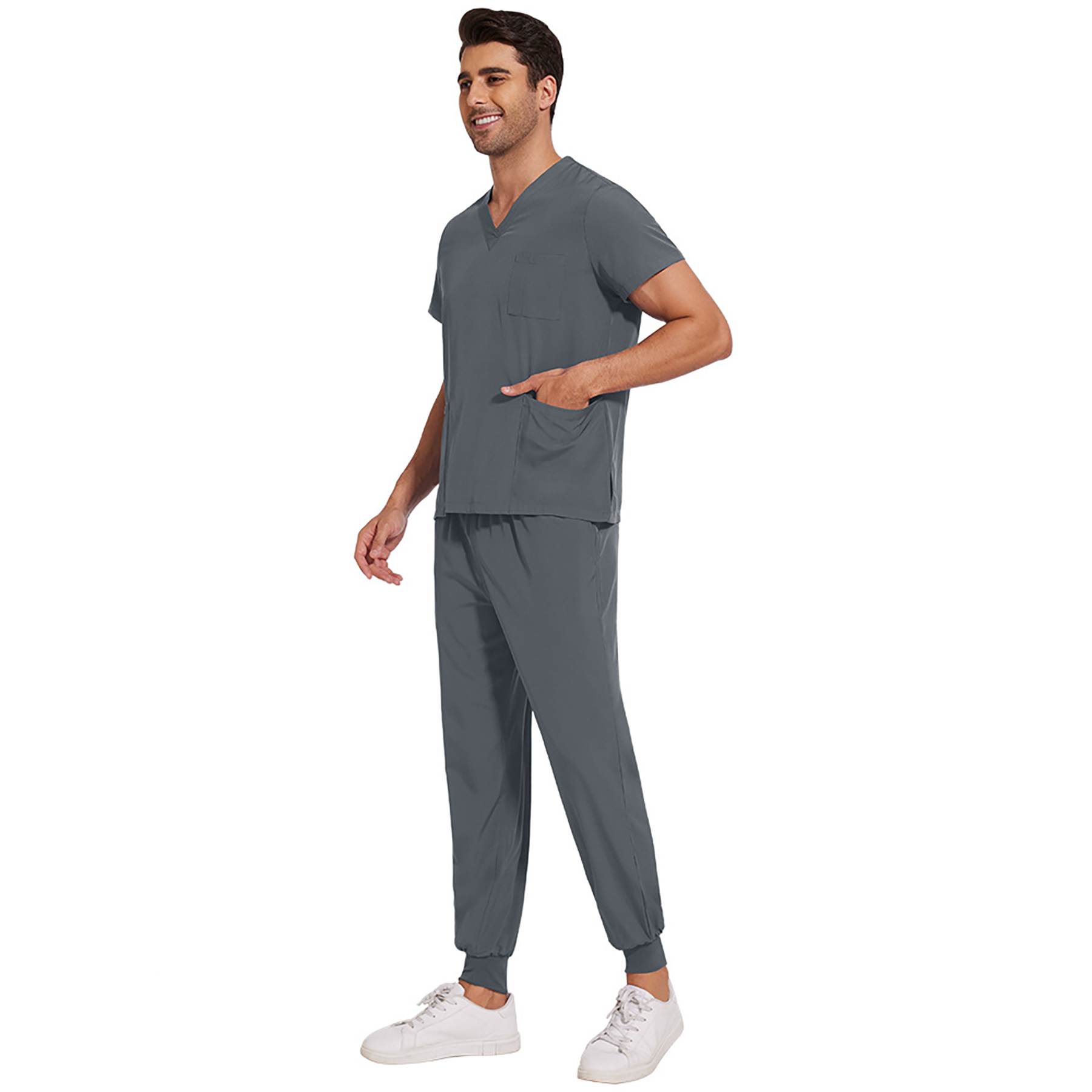Comfortable V Neck Work Clothes 2