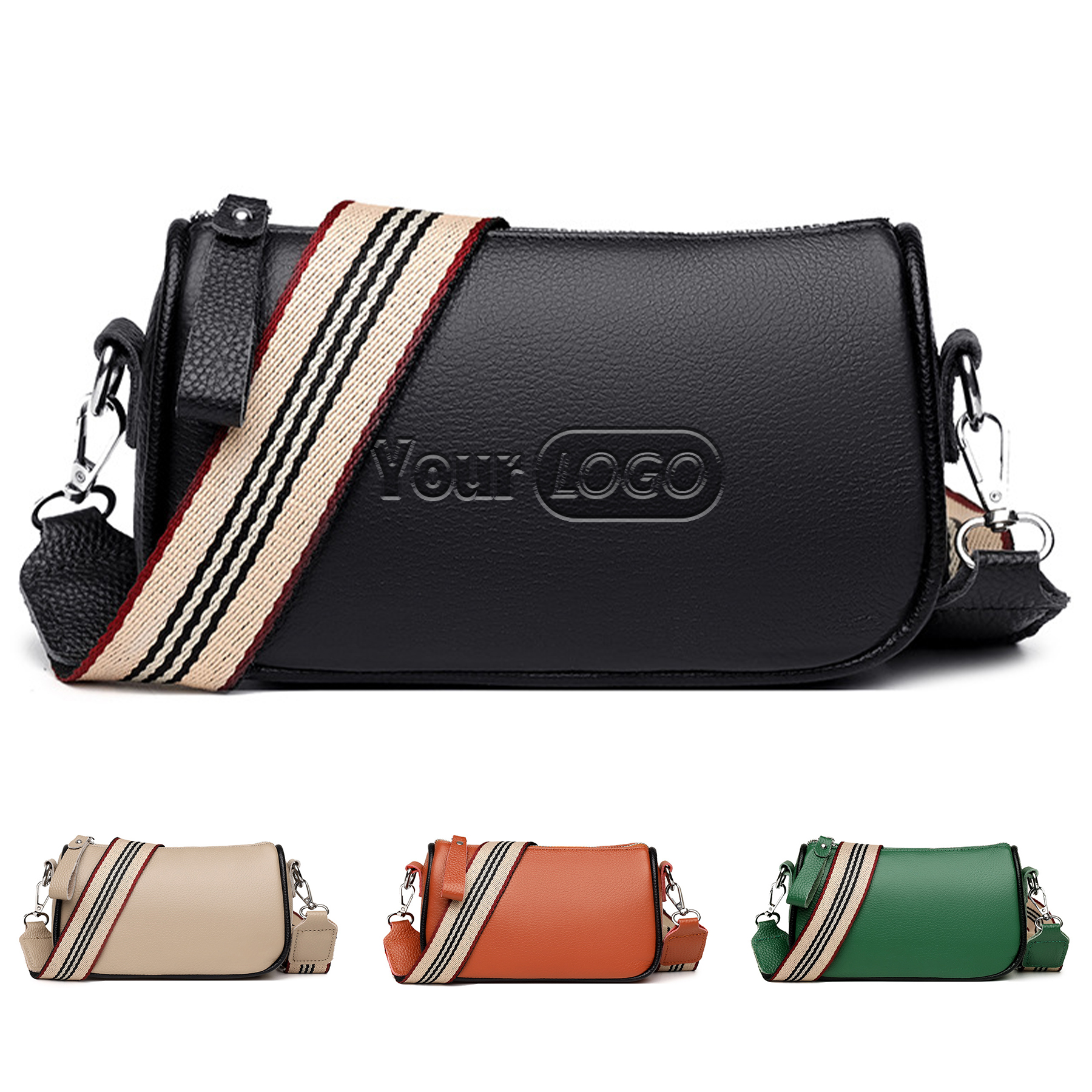 Leather Simple stylish wide shoulder strap cross-body bag 1