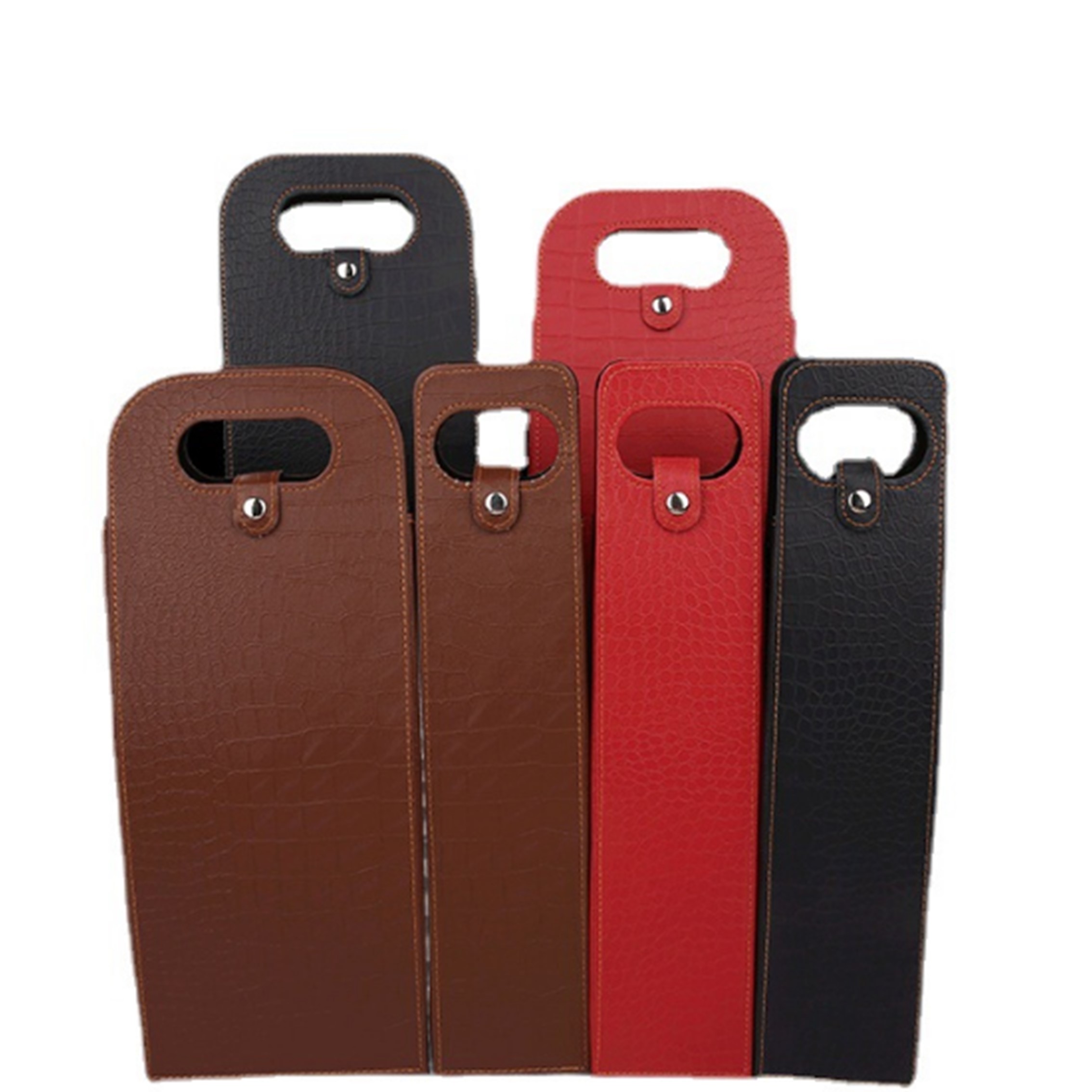 Reusable Wine Carriers Bag Single Bottle Red Leather 2