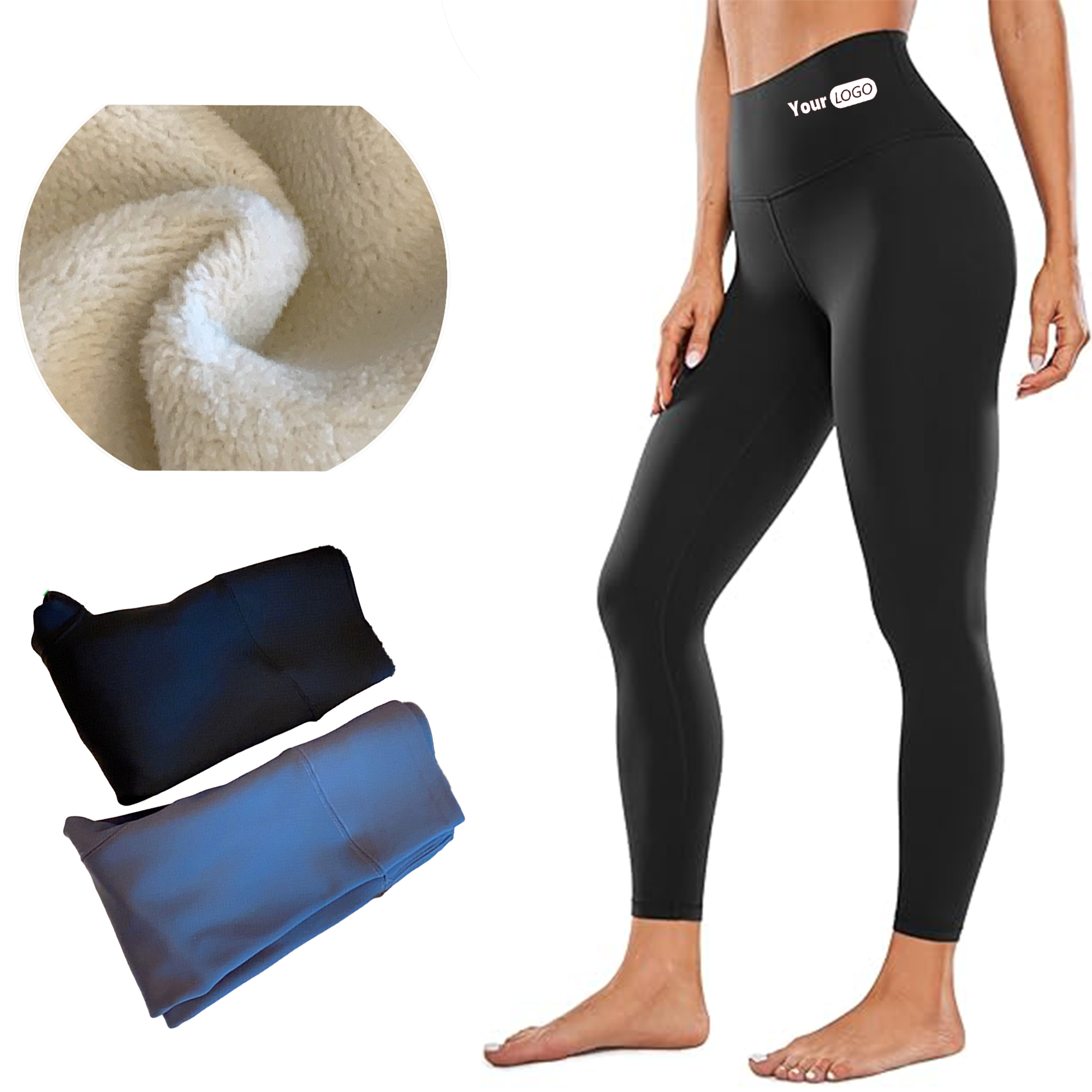 Leggings Tummy Control Comfort Yoga Pants Paded Fleece 3