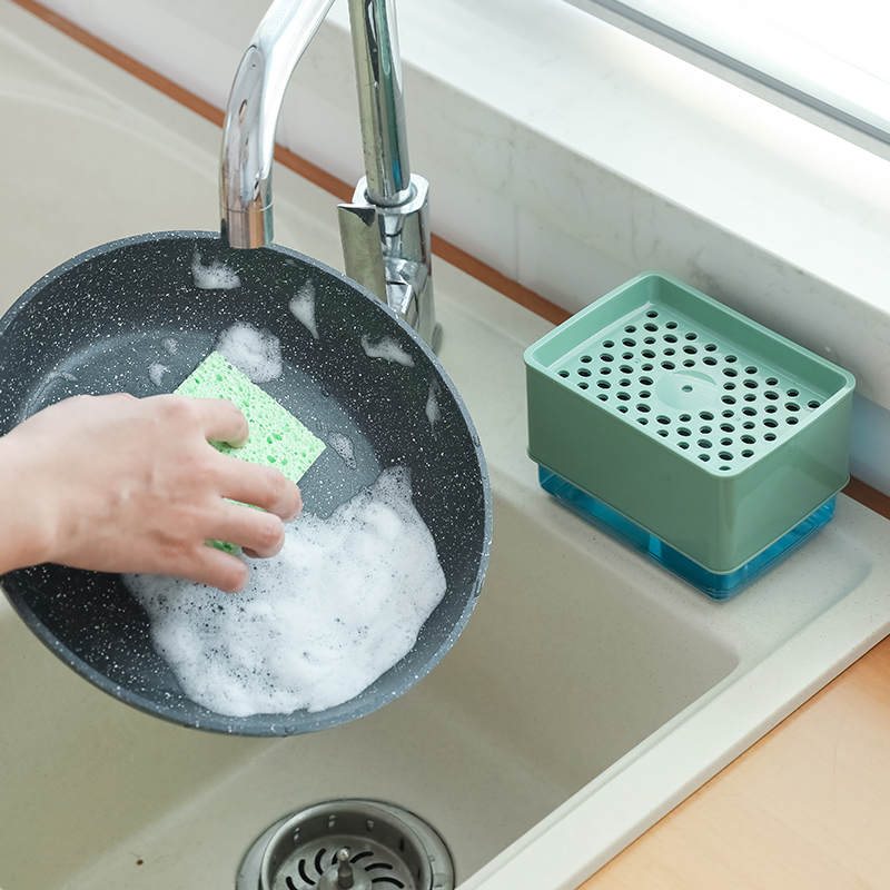 13oz Kitchen Pump Soap Dispenser w/Sponge 6