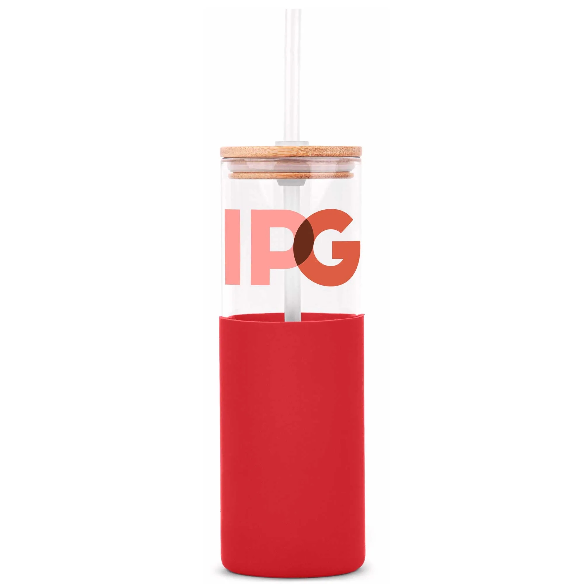 18oz. Glass Tumbler with Bamboo Lid, Straw & Silicone Sleeve 16
