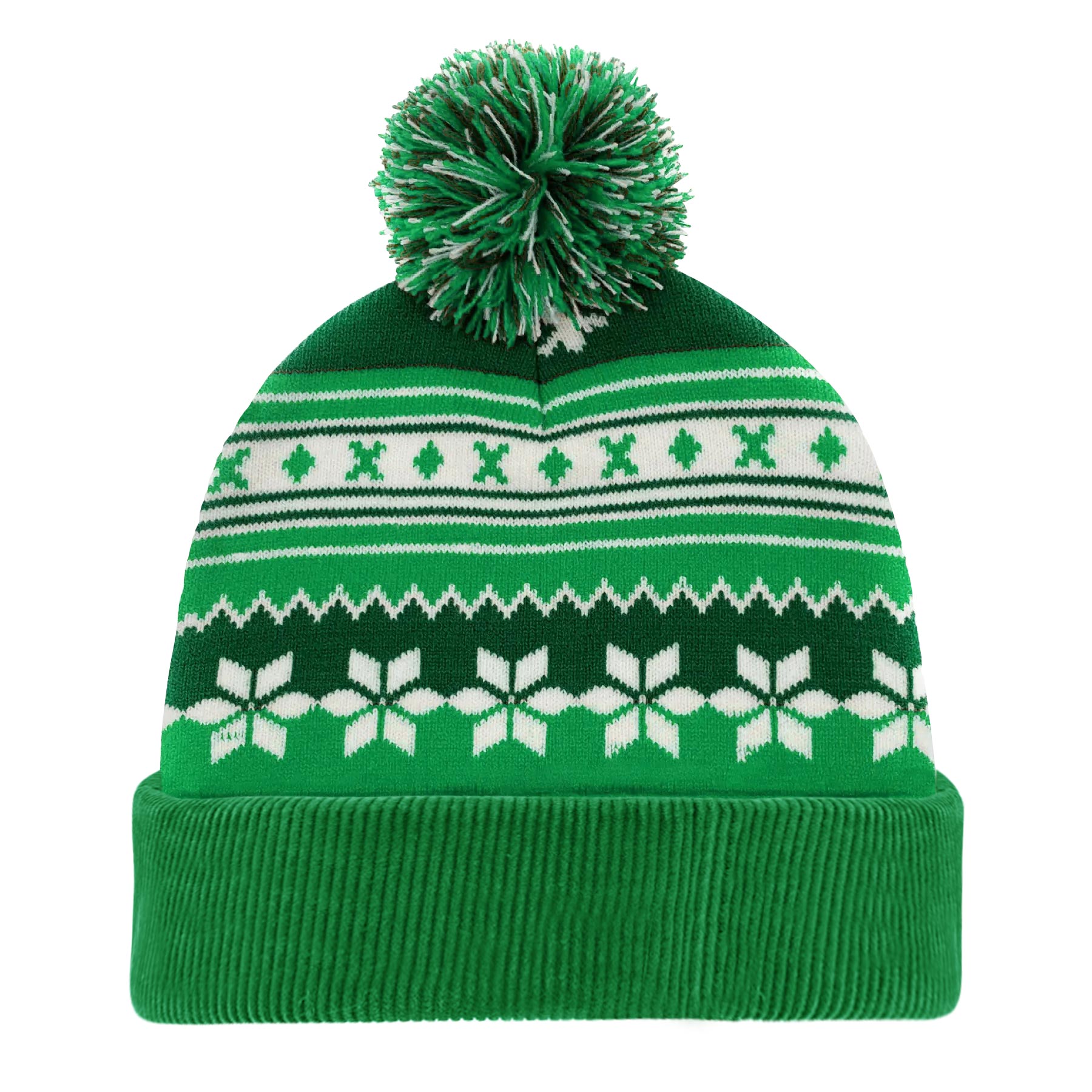 Knitted Acrylic Cuff Winter Beanie with Pom 11