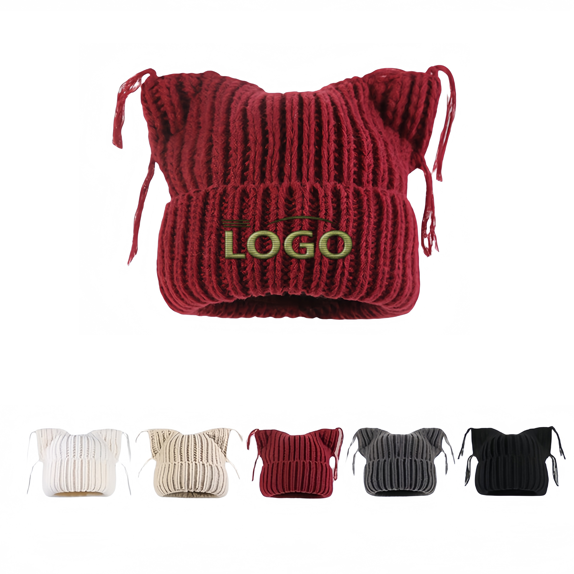 Warm Cat Ear Knit Hat with Tassels for Winter Adventures 2