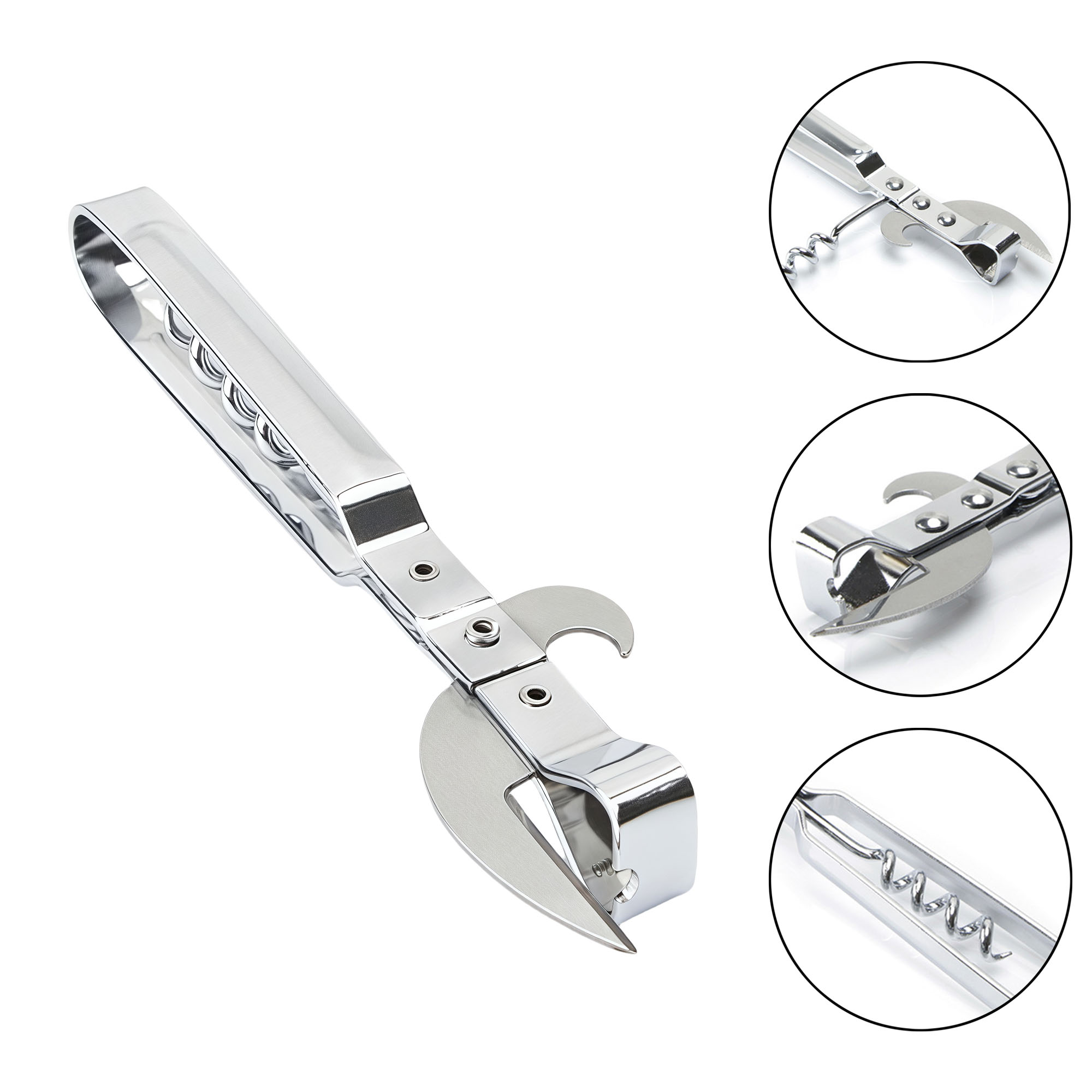 Stainless Steel Wine Bottle Opener with Streamlined Handle 2