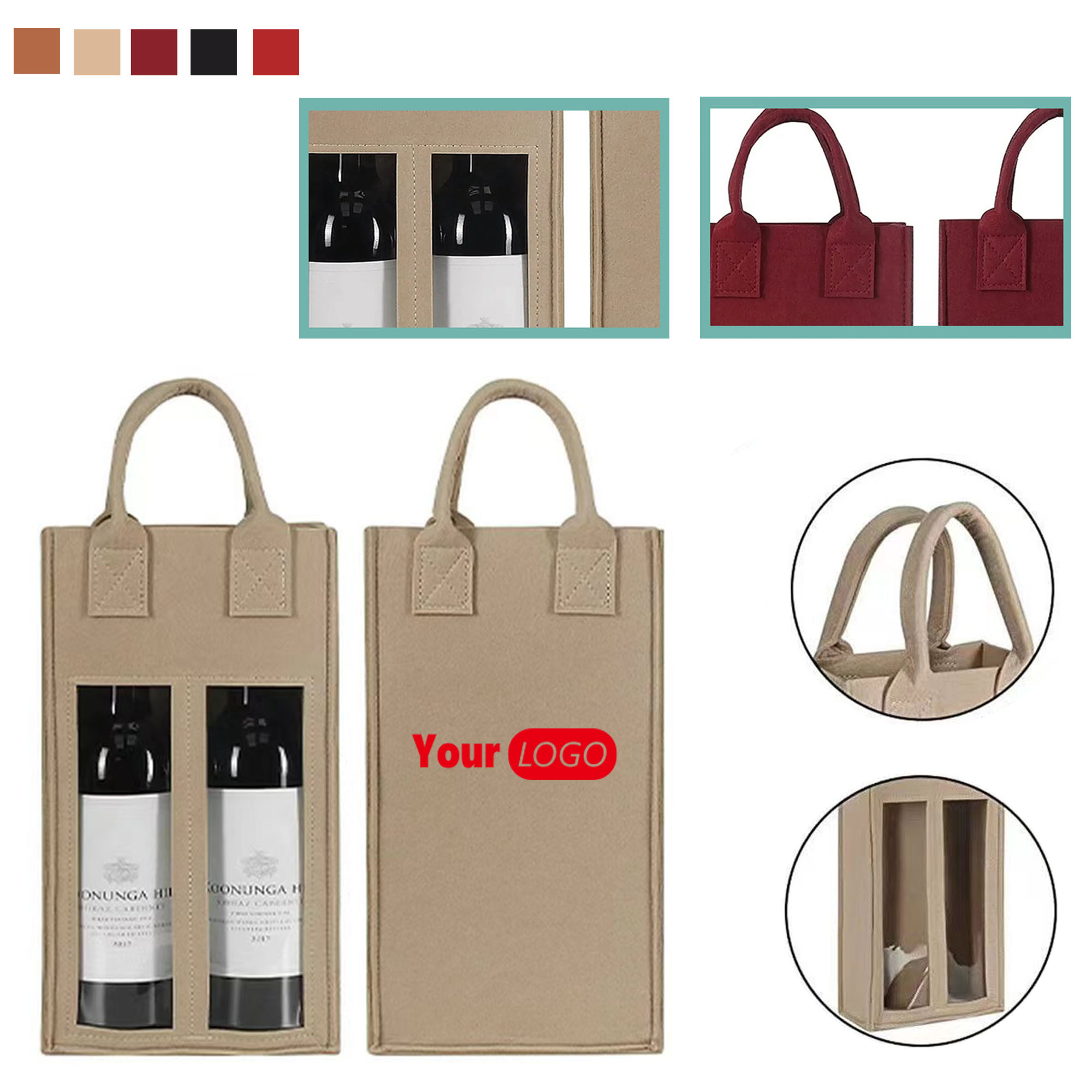MOQ50 Colorul Felt Wine Bag  Customized Logo 2