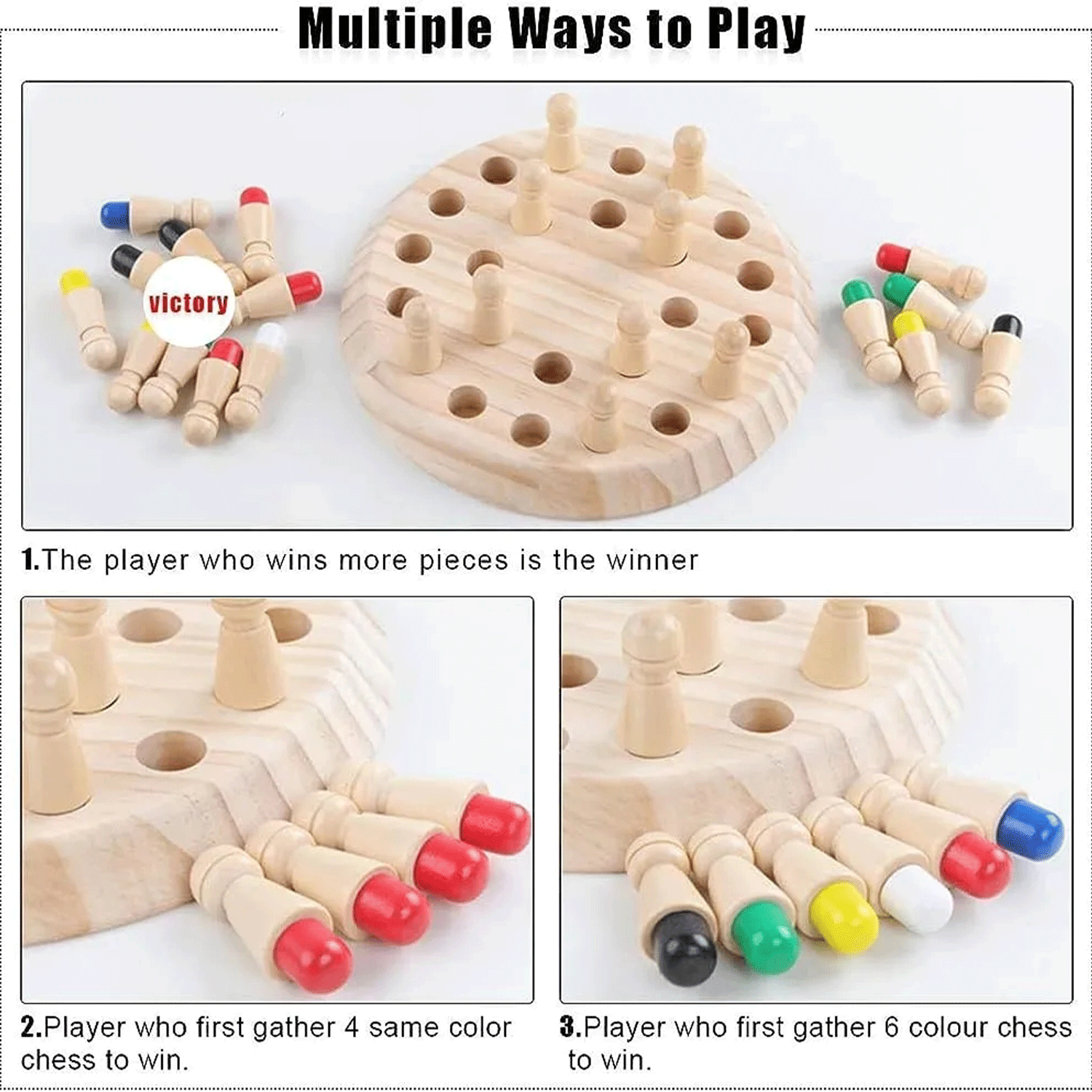 Wooden Memory Match Stick Chess Game Board Puzzles 13